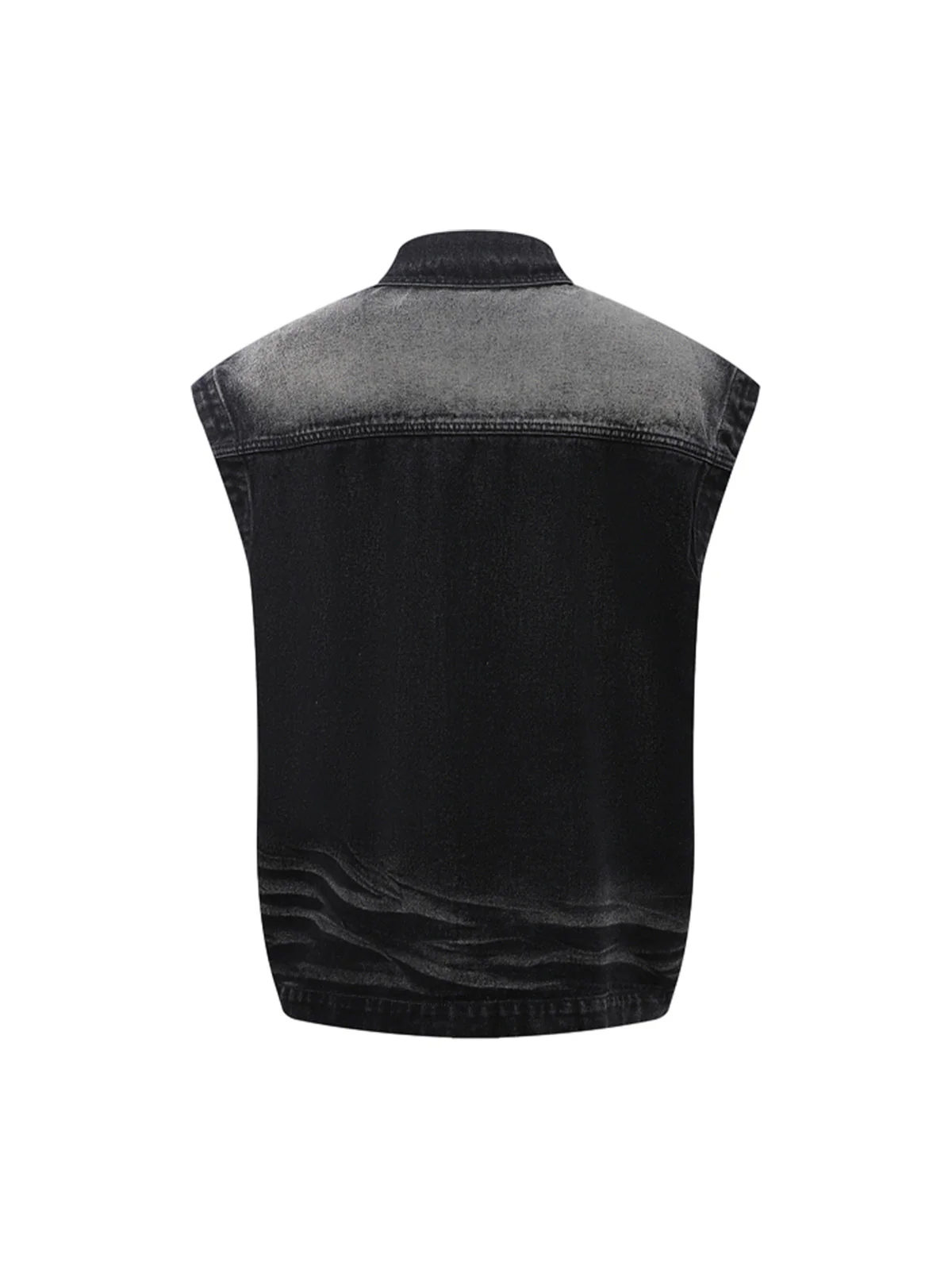 Distressed Washed Pleated Vest Jorts Denim Suit