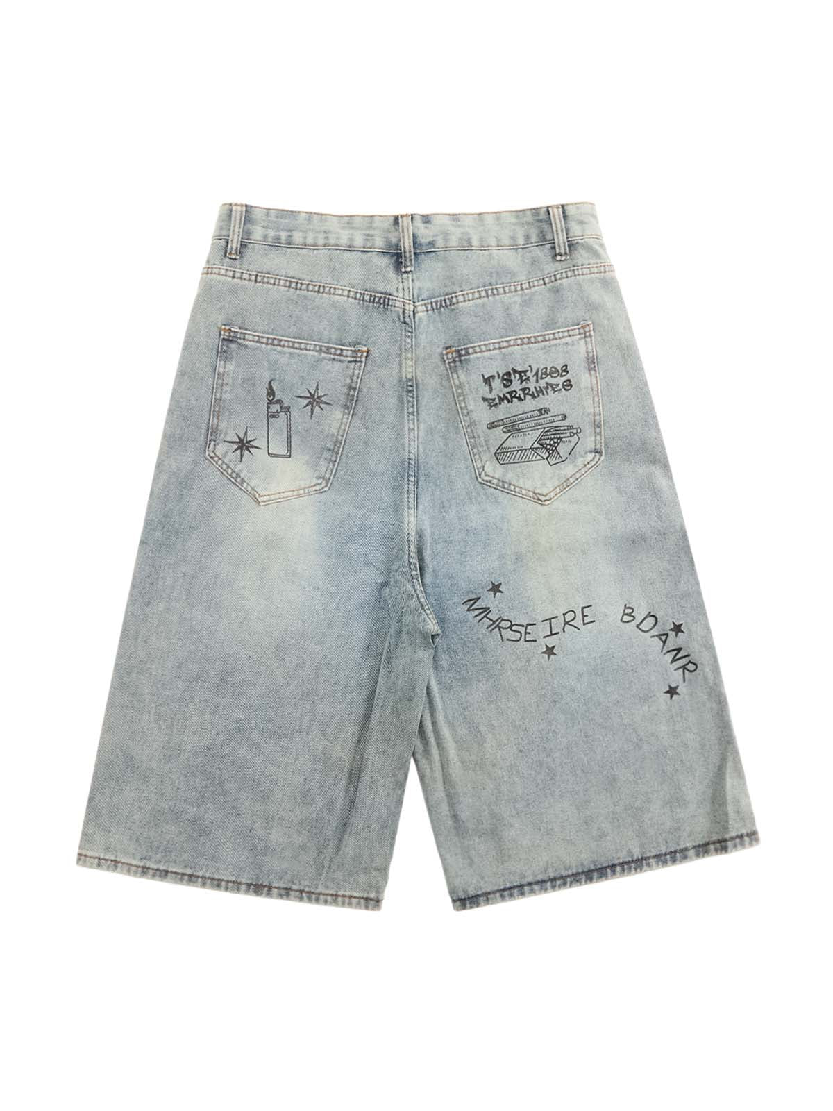 Retro Fun Graffiti Denim Jorts