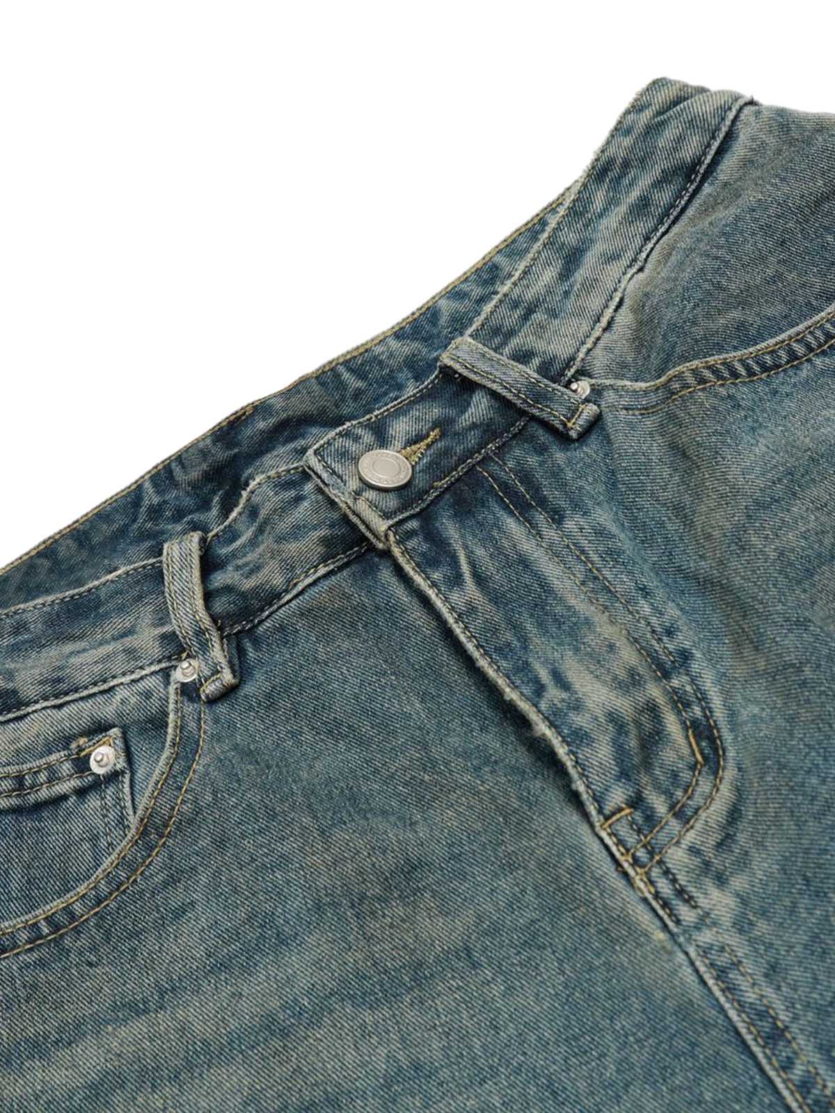 Distressed Camouflage Hem Denim Shorts