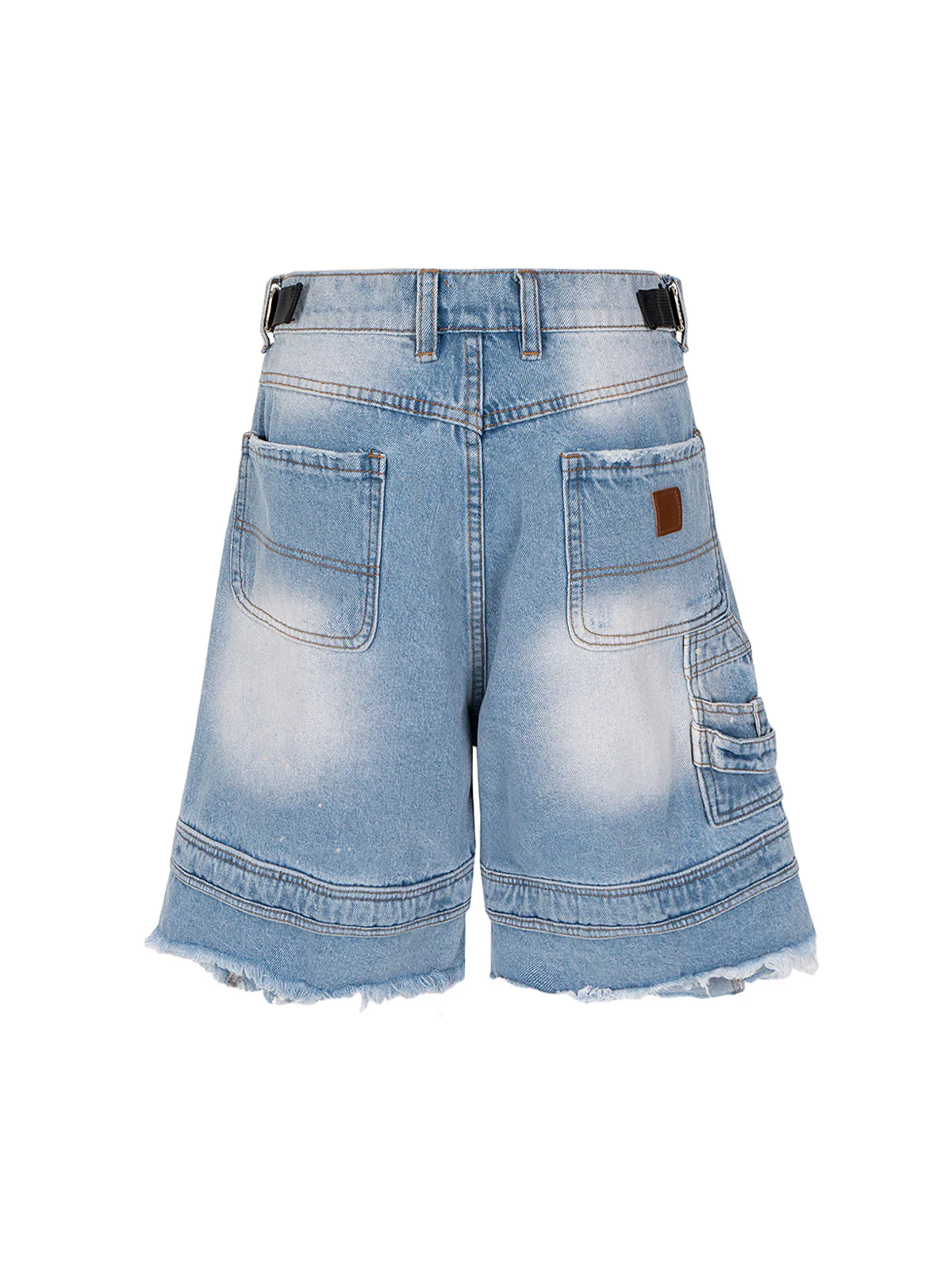 Ripped Washed Tassel Cargo Denim Shorts