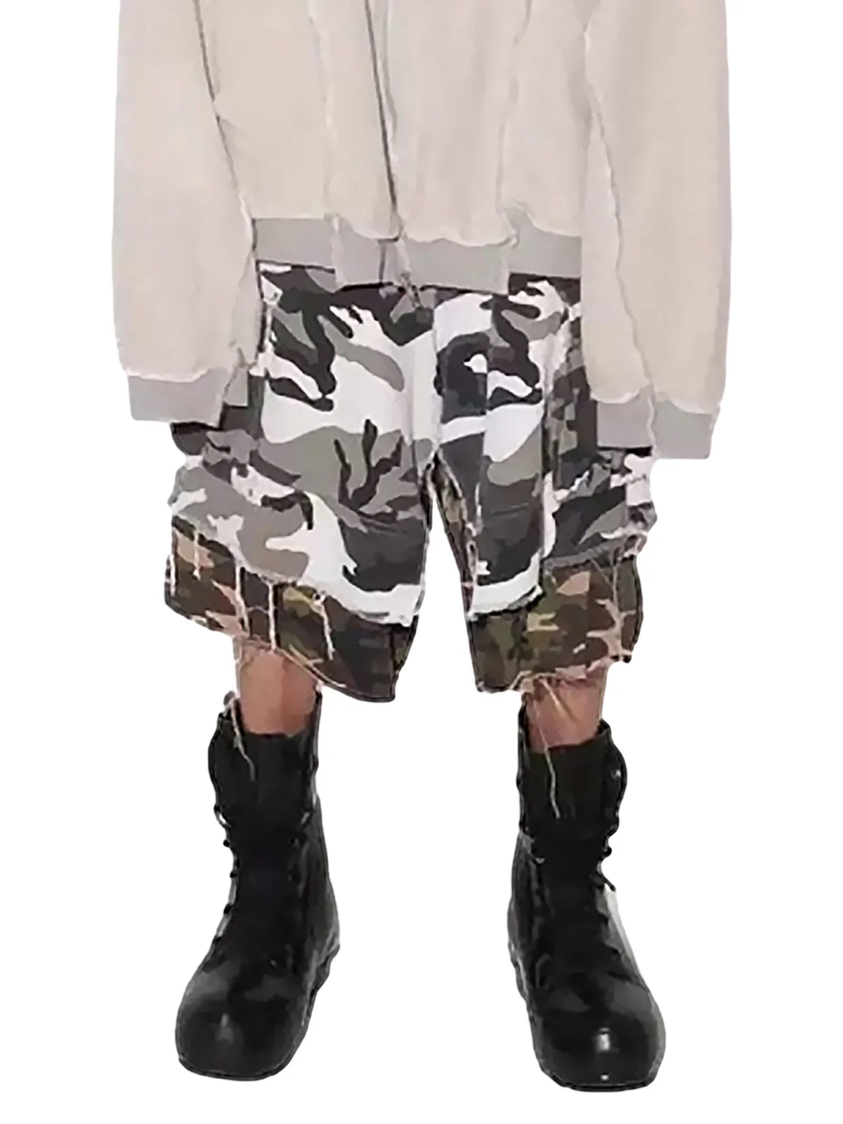 Retro Faux Two-Piece Whisker Camouflage Jorts - 2386