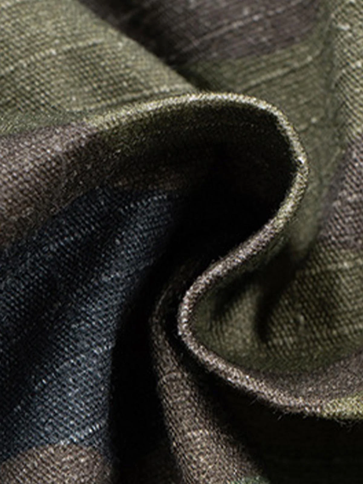 Washed Destroyed Camouflage Drawstring Cargo Shorts