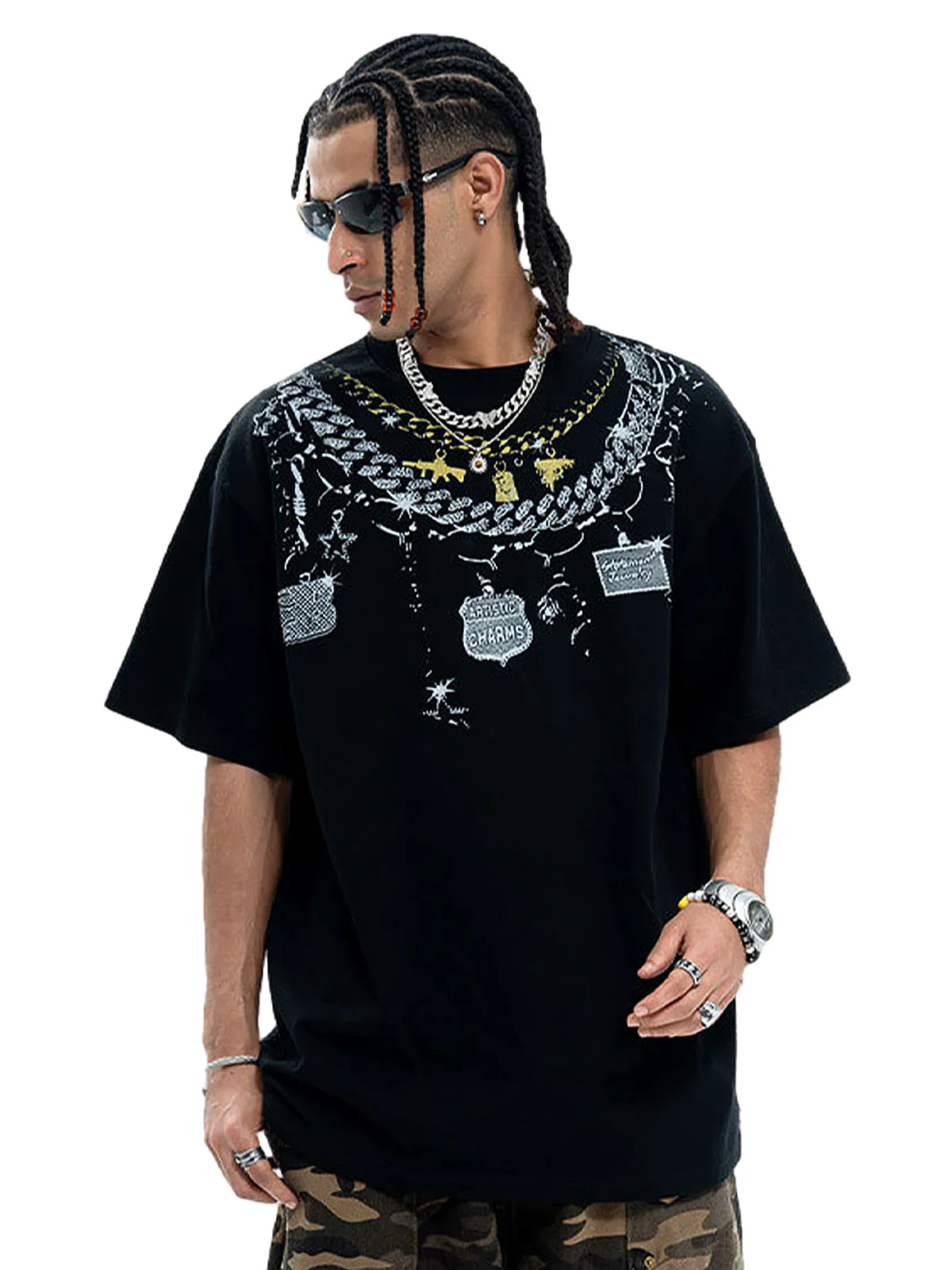 Chain Print Crew Neck T-Shirt