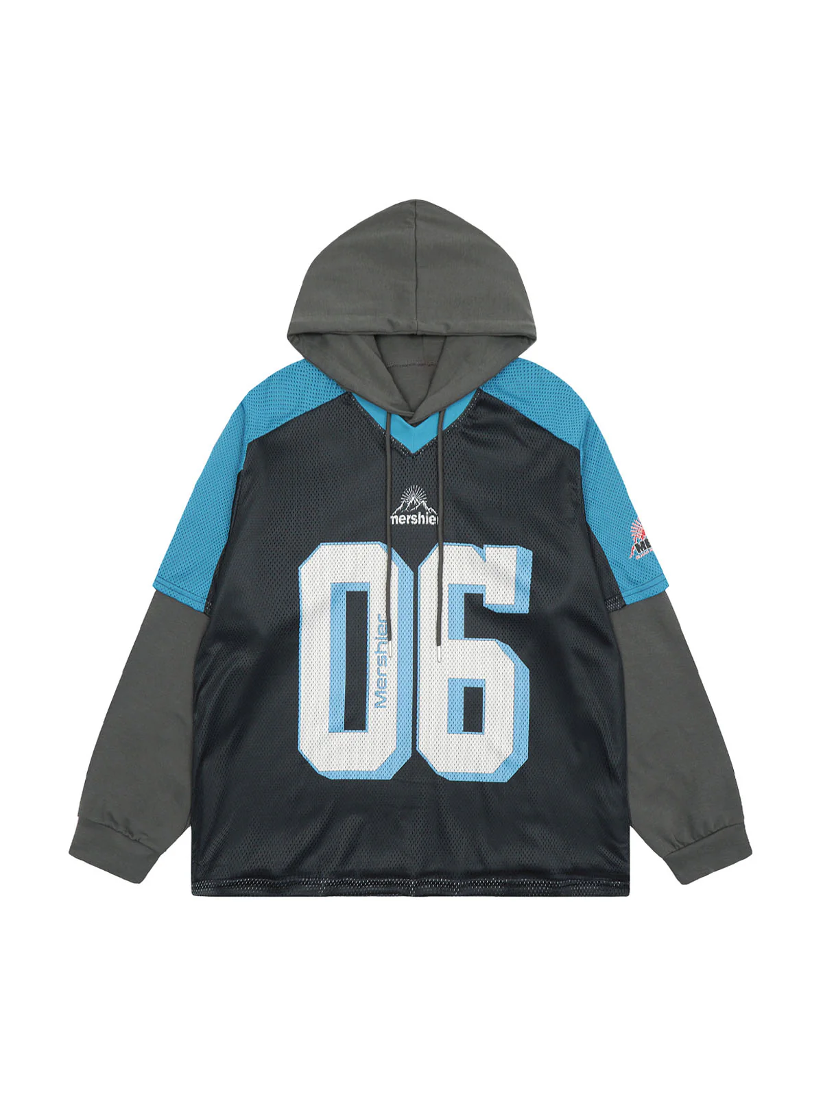 Thesupermade Faux Two-Piece Contrast Color Stitching Hoodie