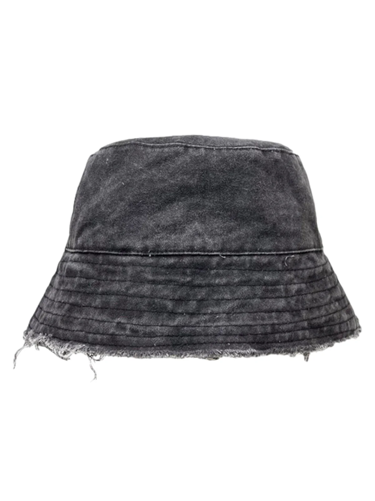 Distressed Denim Raw Edge Destroyed Bucket Hat