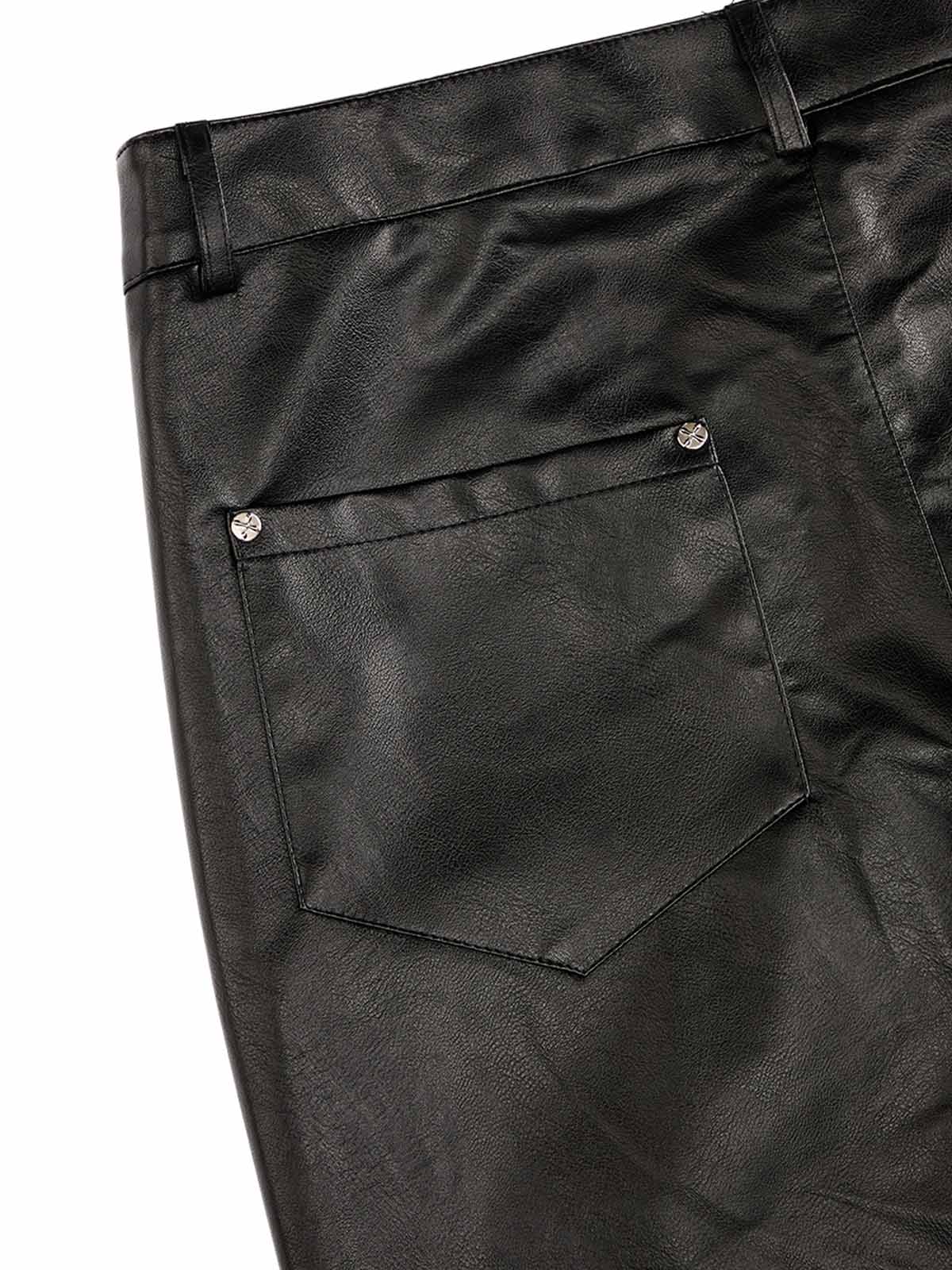 Gothic Flared Print PU Leather Pants