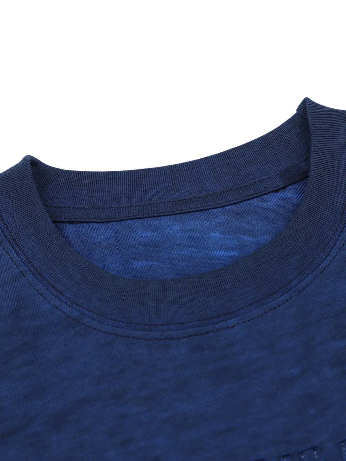 Retro Heavy Washed Patch Embroidered Letter T-shirt