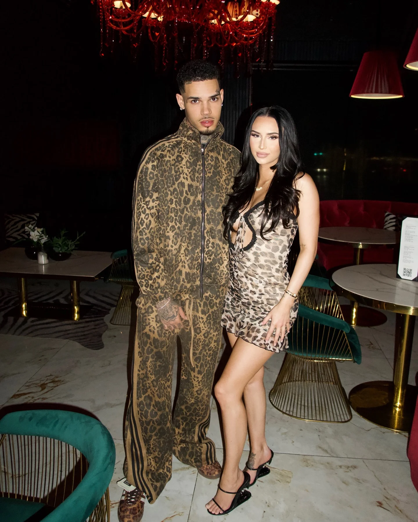 Thesupermade Cheetah Print Suede Tracksuit - 2277