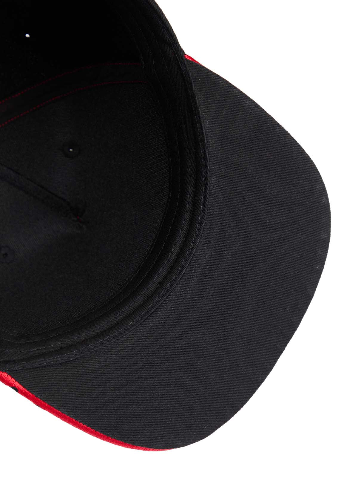 Embroidered Flame-Trimmed Black Baseball Cap - 2365