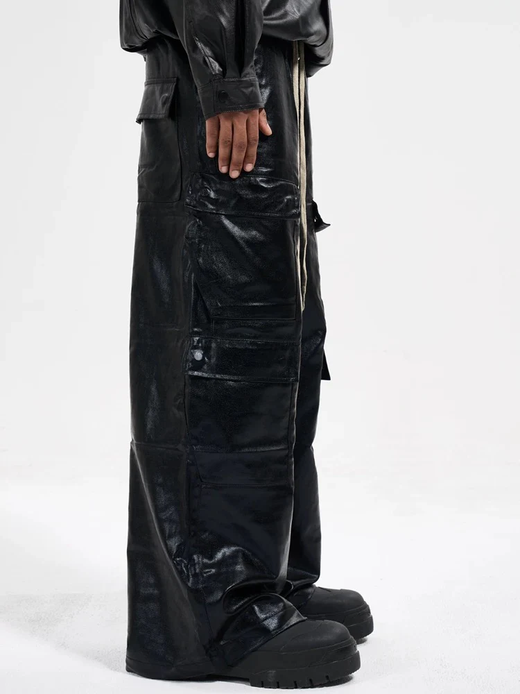 RO-style multi-pocket matte coated overalls - 2094