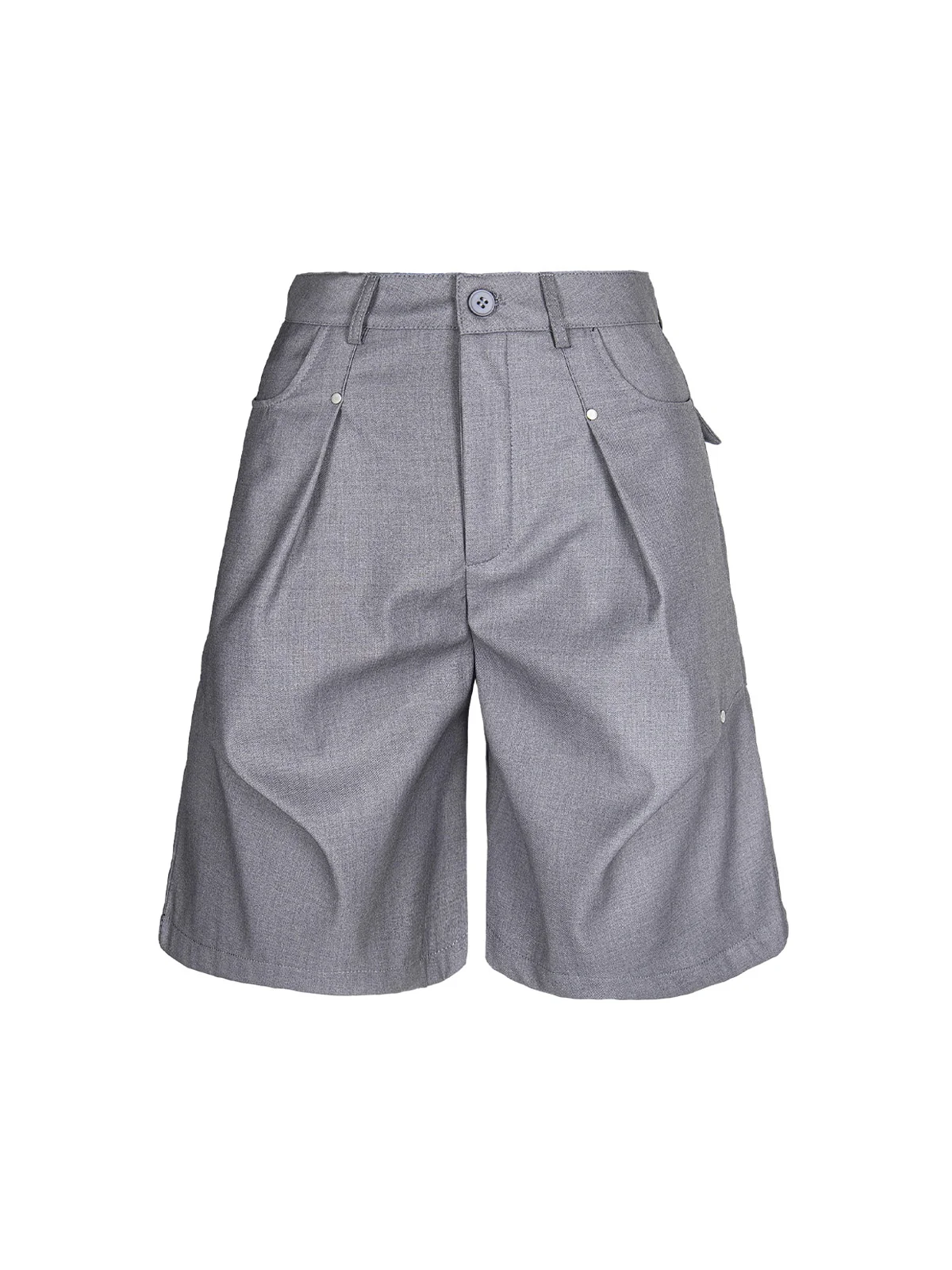 Street Retro Pleated Rivet Shorts