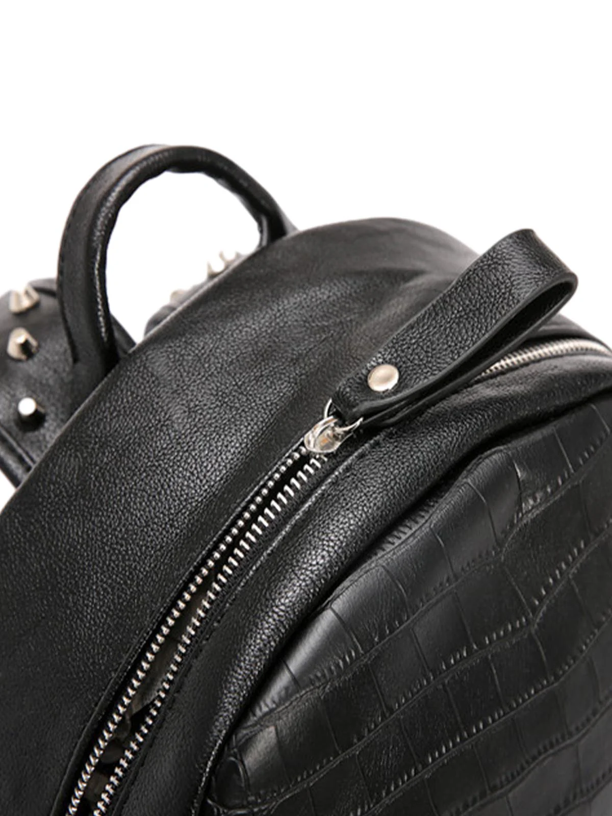 Rivet Crocodile-Print Backpack