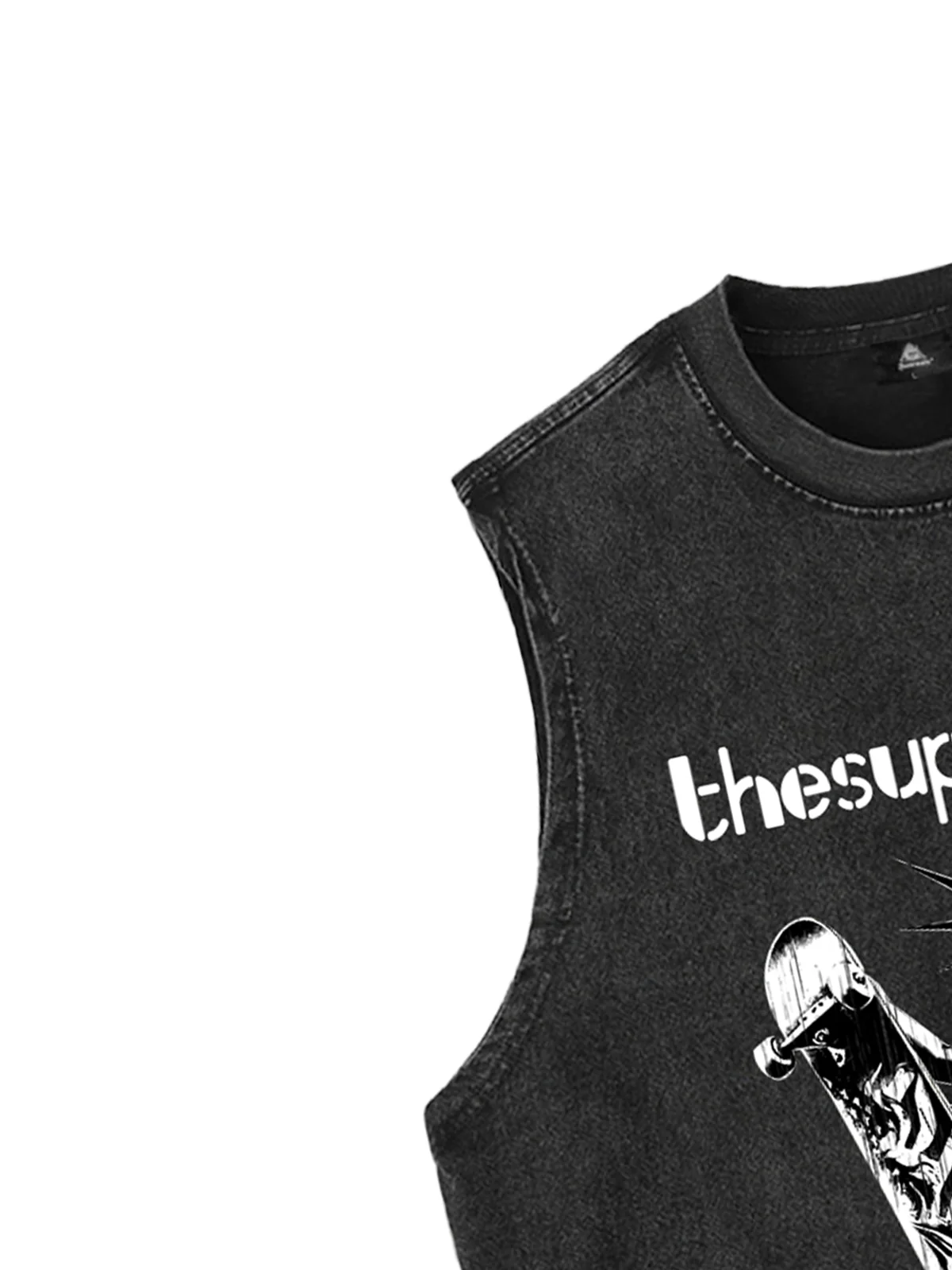 Original Funny Statue of Liberty Print Sleeveless Denim Vest