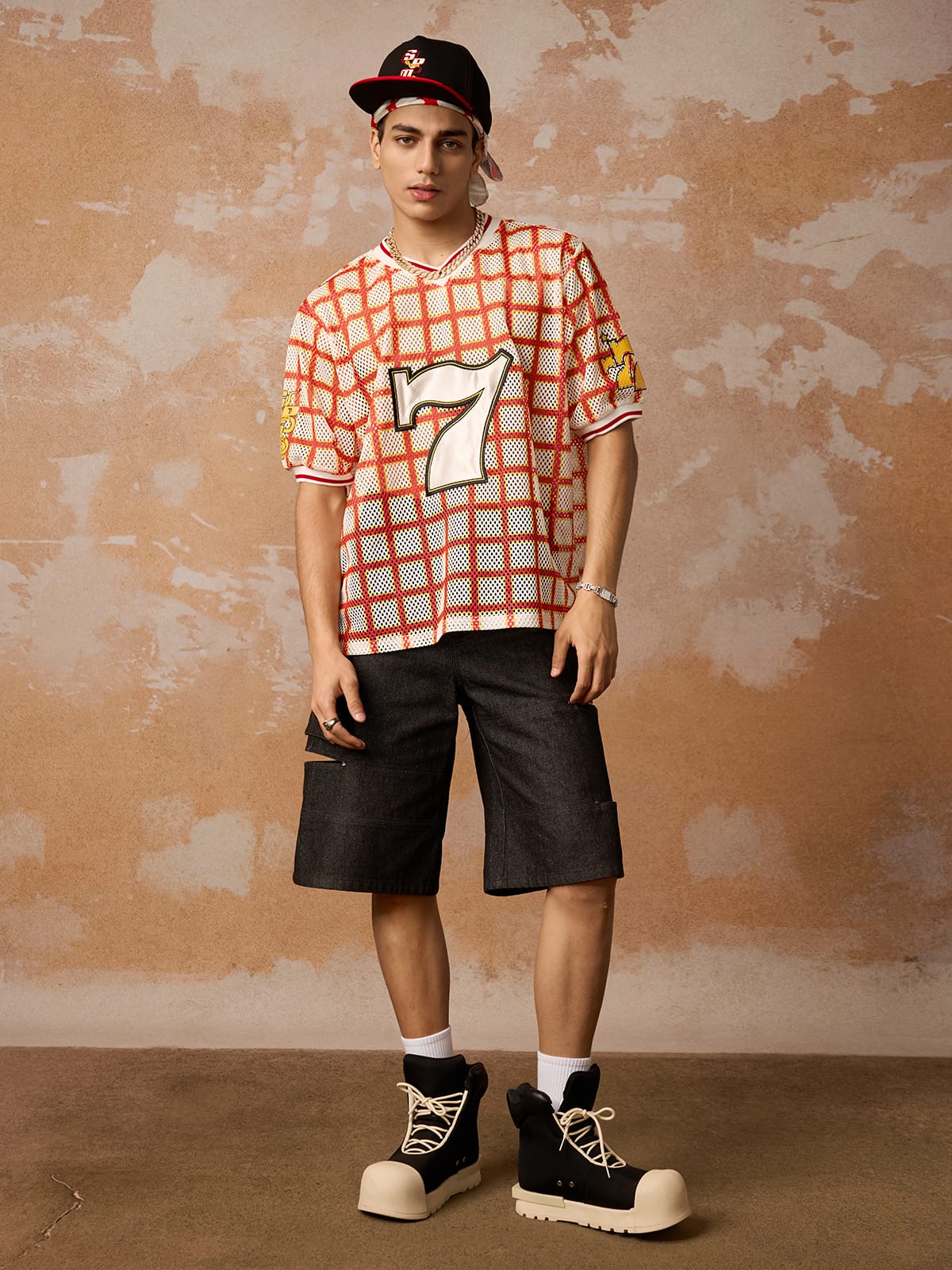 Original Jersey Plaid V-Neck T-shirt