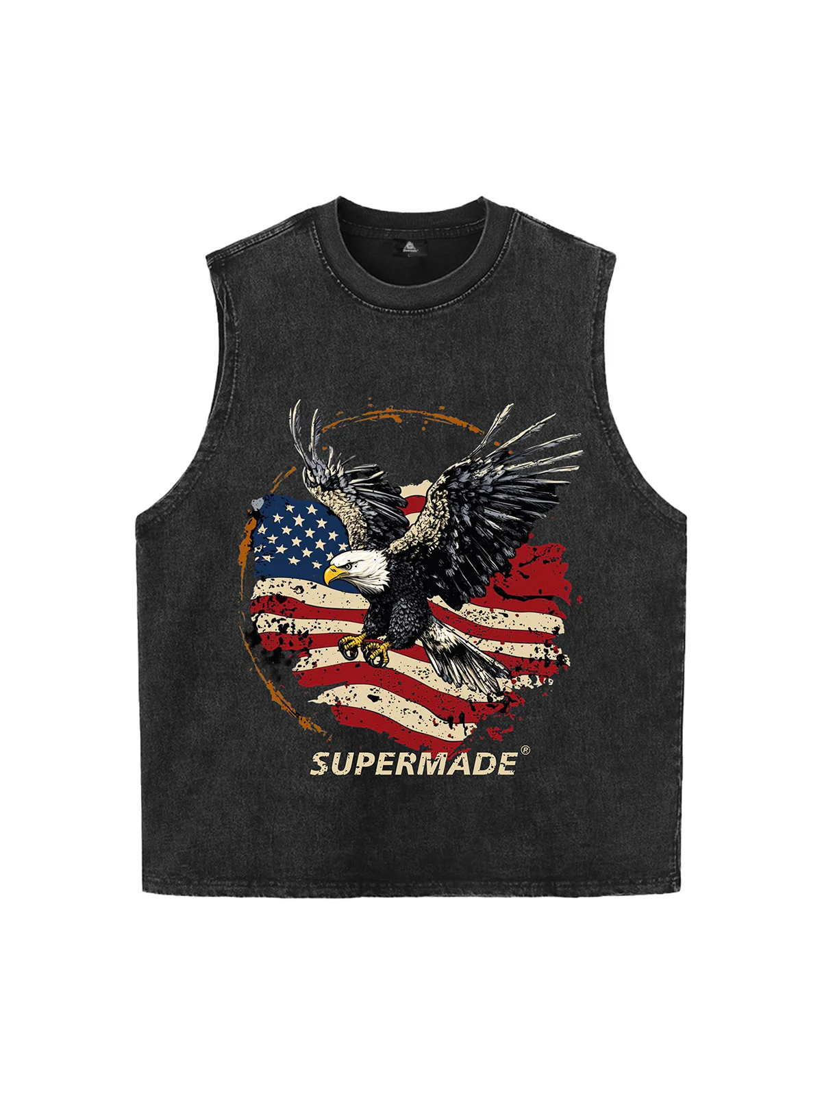 Original Printed Eagle Graphic Tank Top Sleeveless Denim Vest