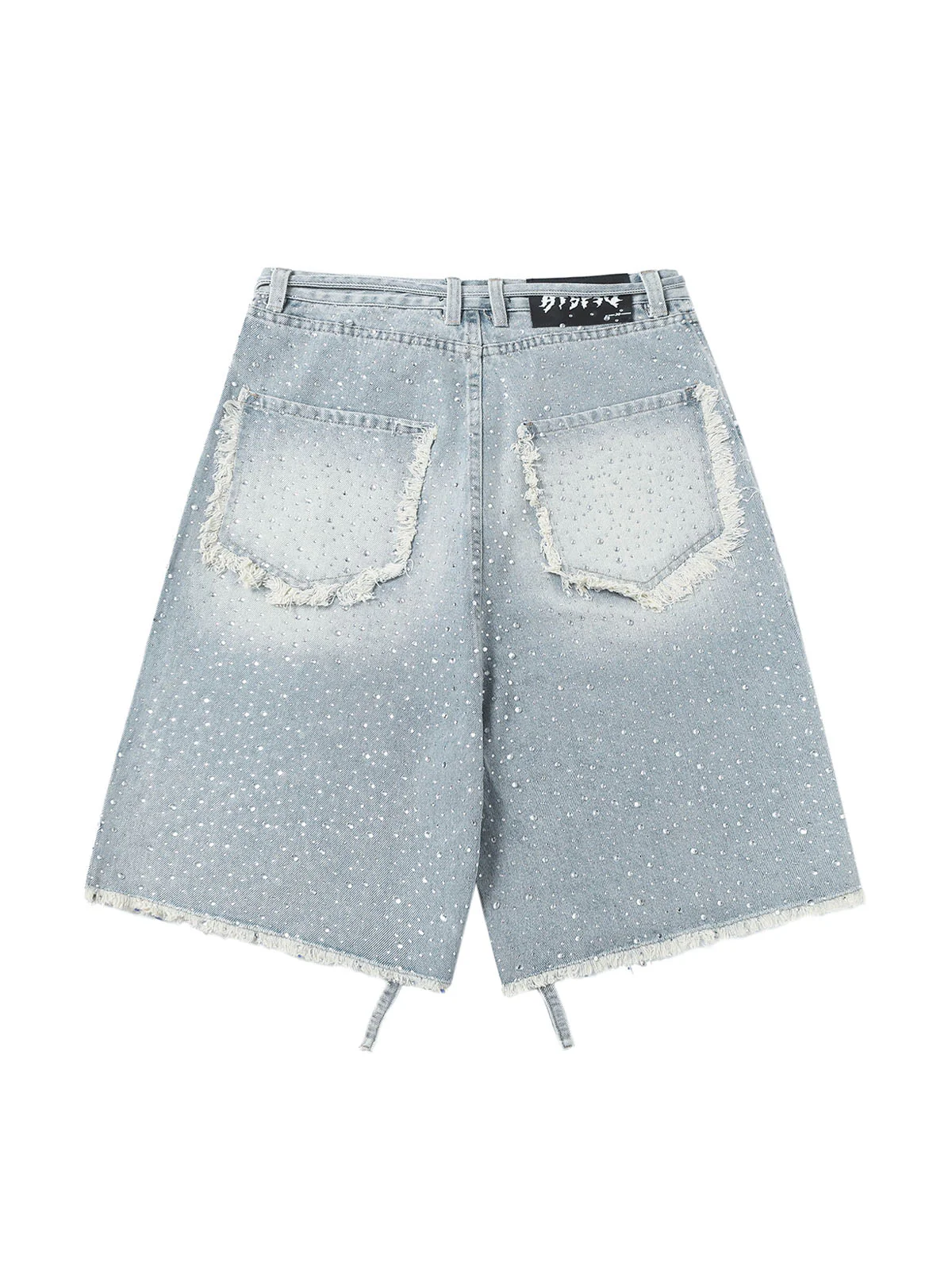 Distressed Rhinestone Denim Jorts
