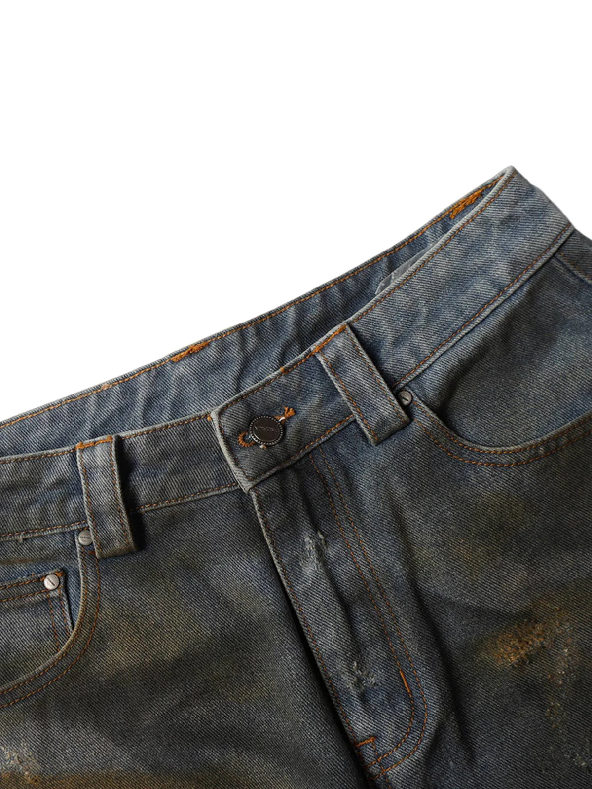 Washed Dirty Ripped Denim Cropped Jorts - 2351