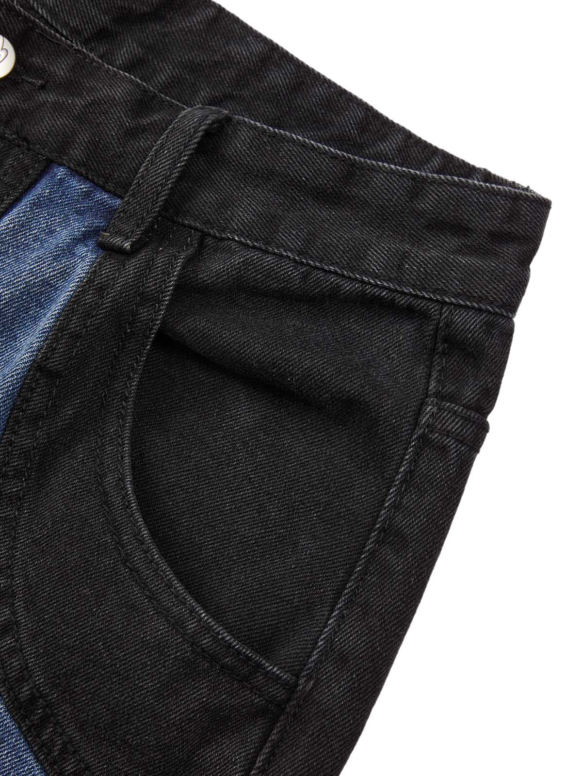 Deconstructed Patchwork Short-Sleeve Cropped Denim Set