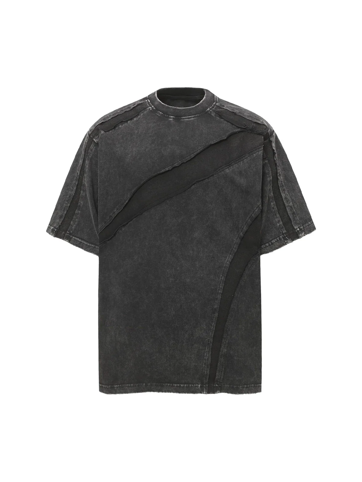 Washed Raw Edge Split Oversized T-Shirt