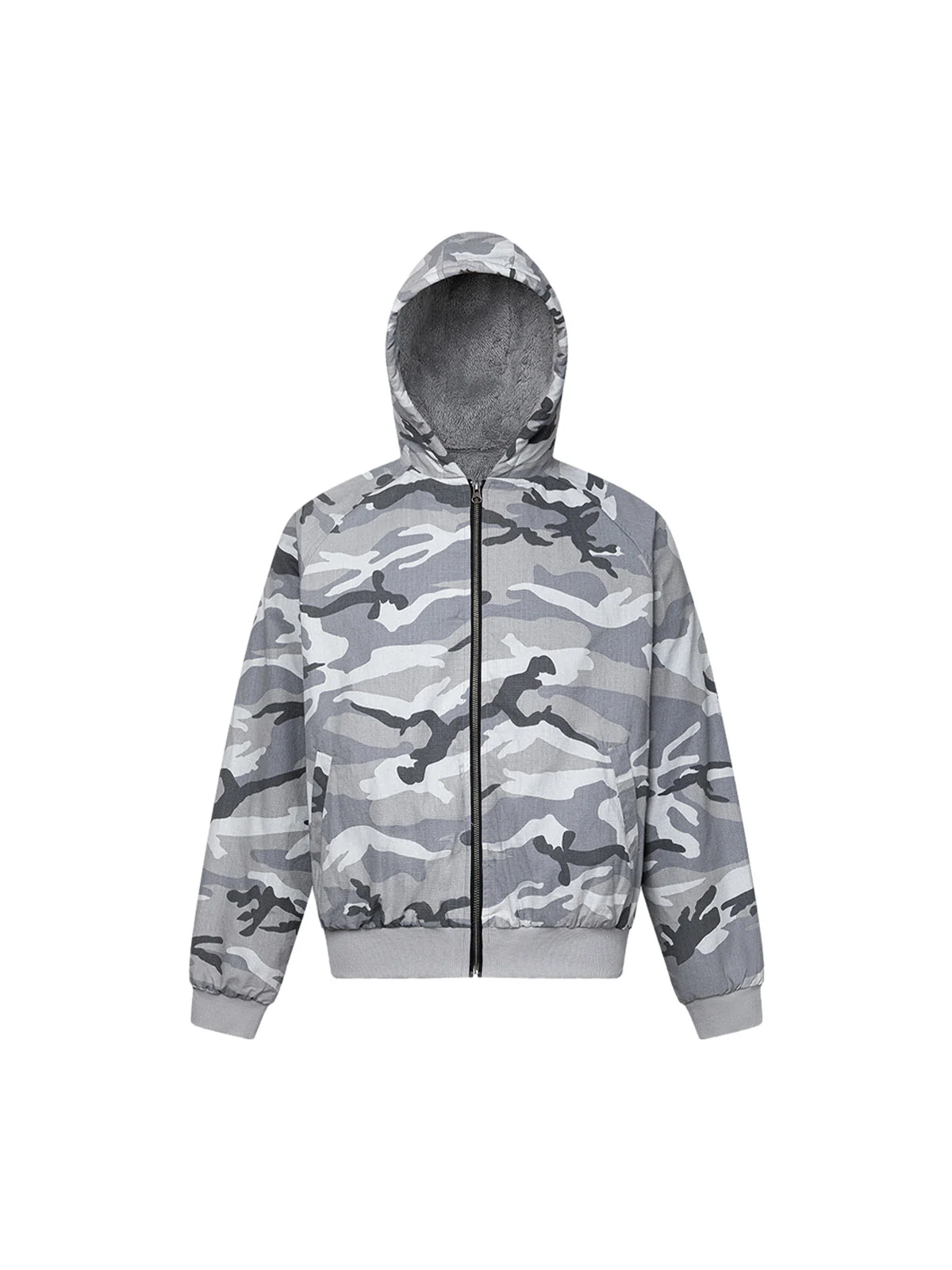 Thesupermade Camouflage Fleece Hooded Jacket