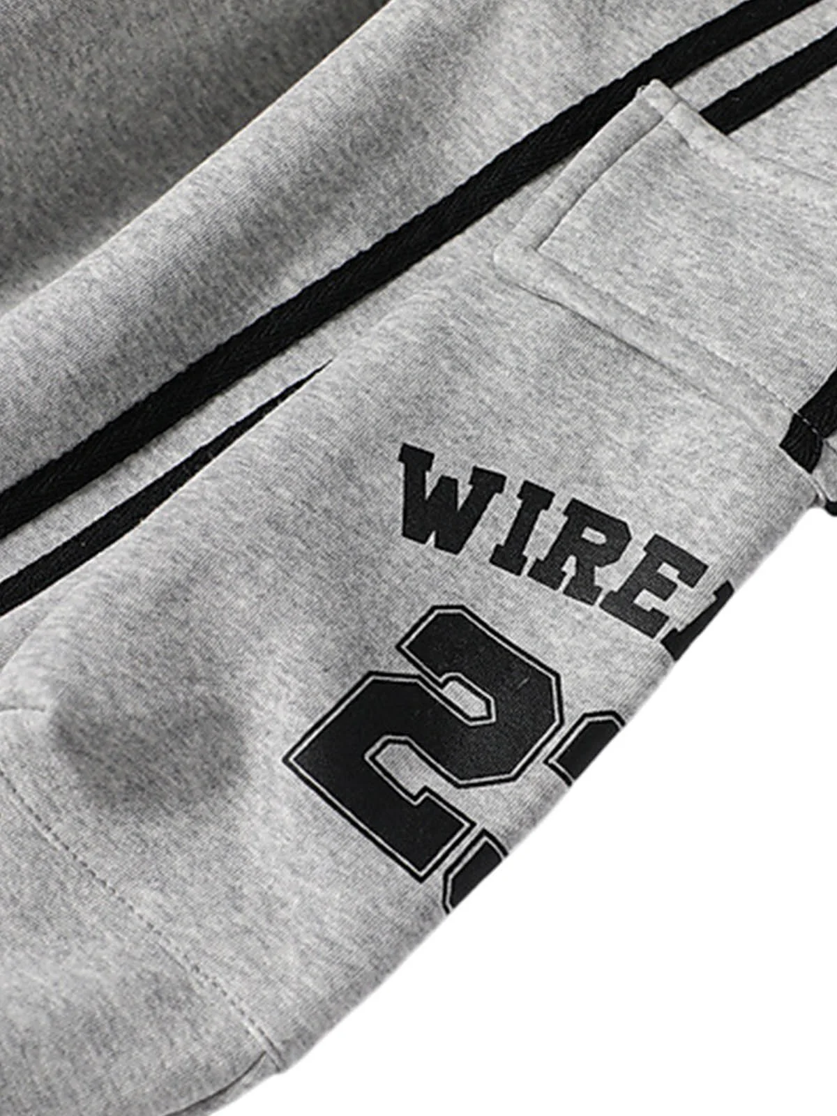 Web Stitching Letter Print Drawstring Barrel Pants