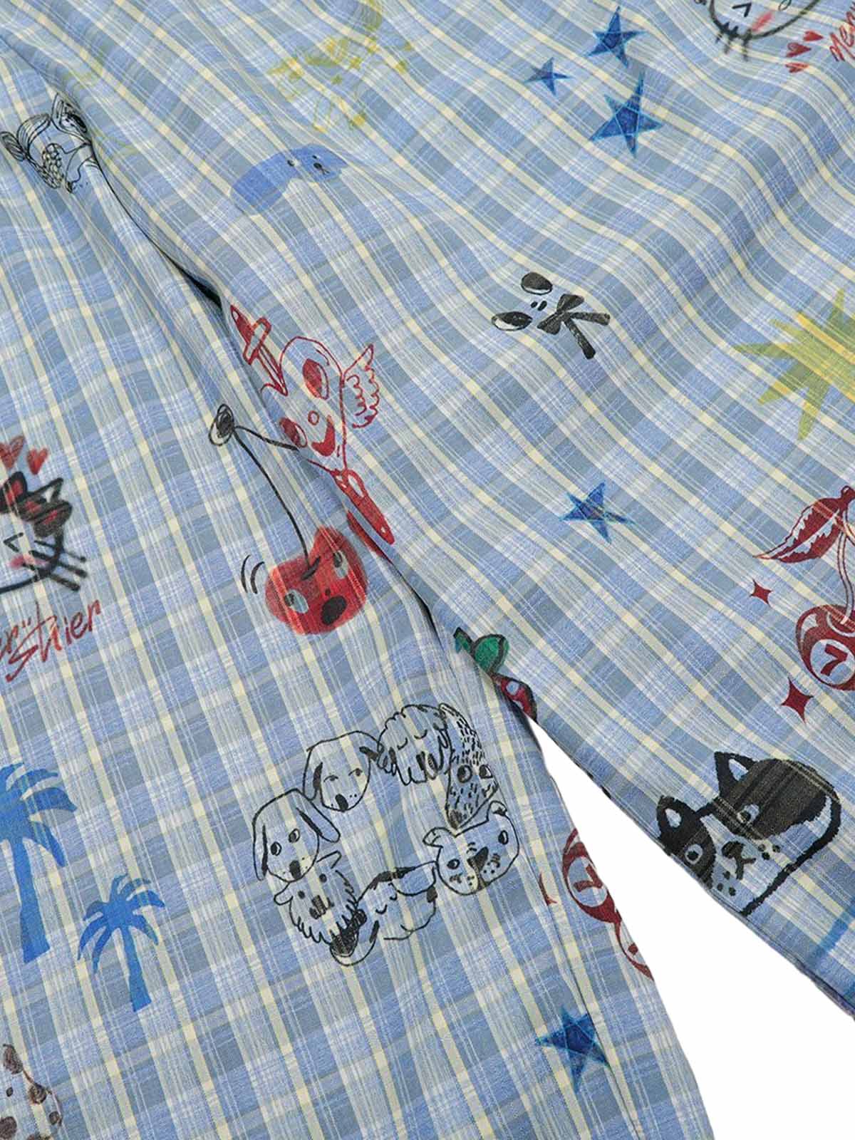 Fun Floral and Fruit Prints Plaid Pants