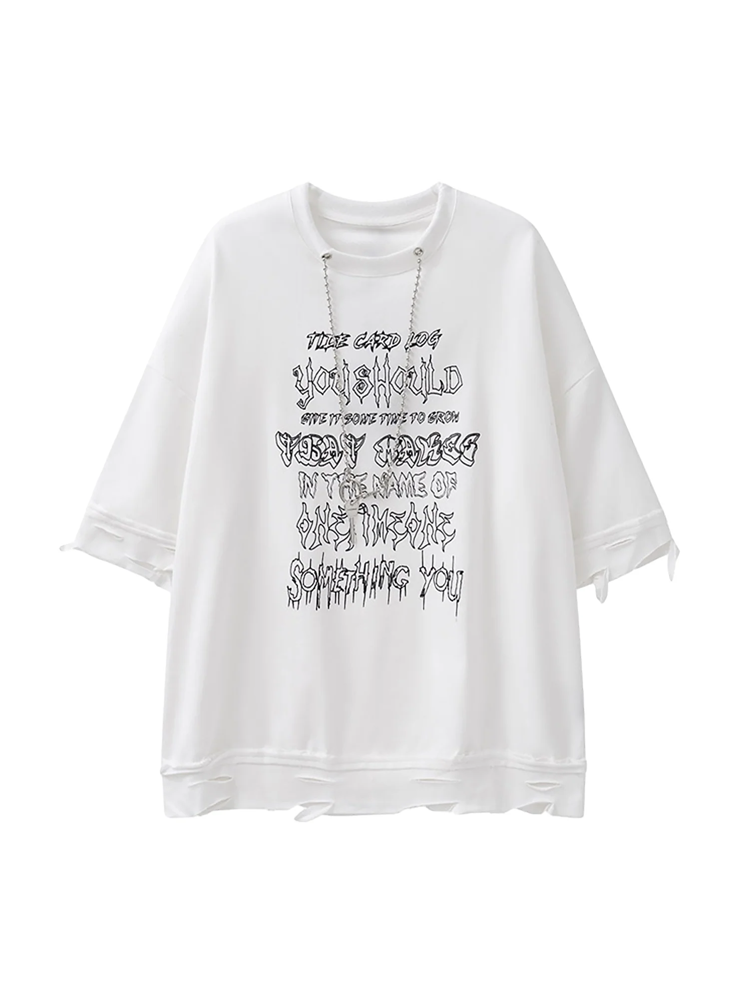 Thesupermade Chain Decorated Oversized T-Shirt - 2278