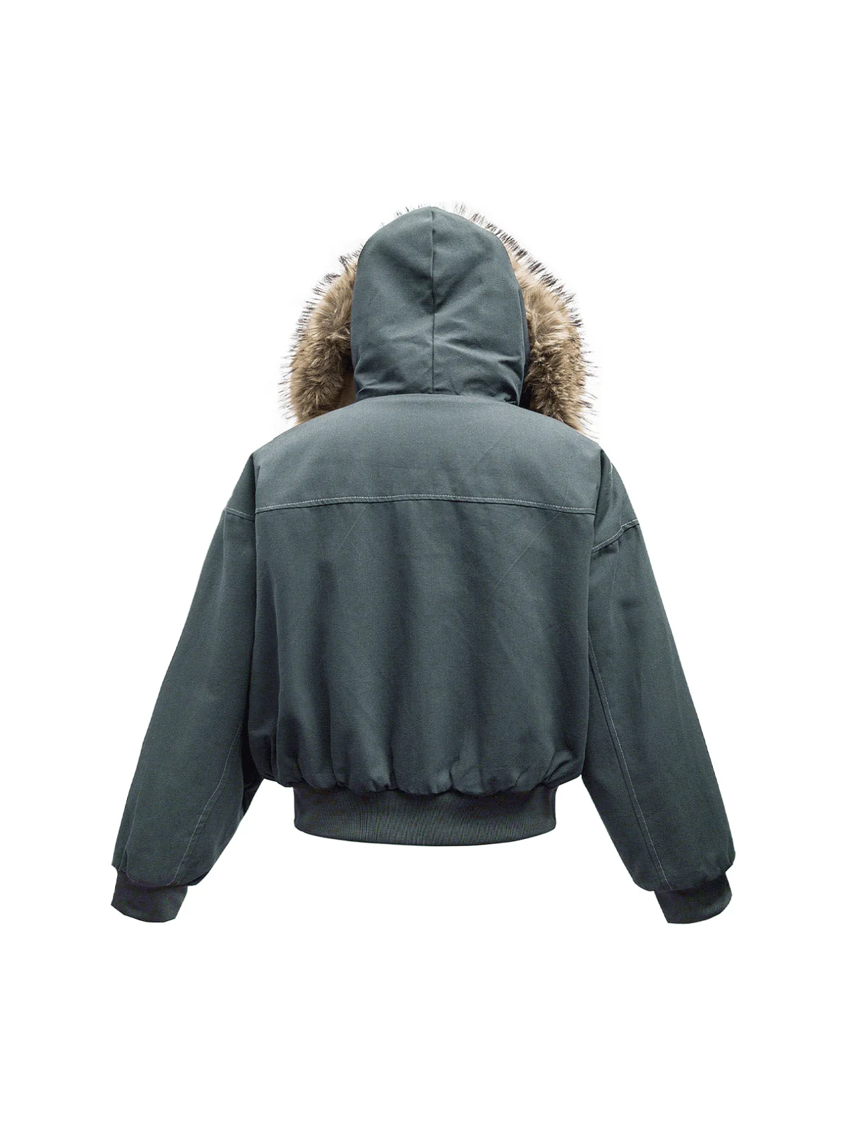 Fur Lined Zip Up Hooded Bomber Jacket