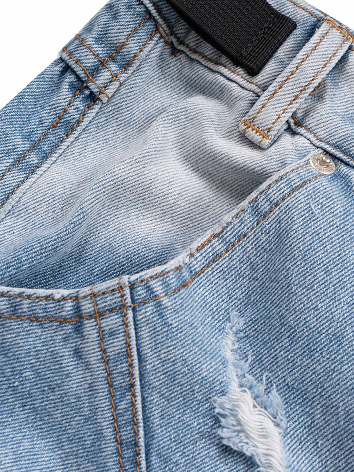 Ripped Washed Tassel Cargo Denim Shorts