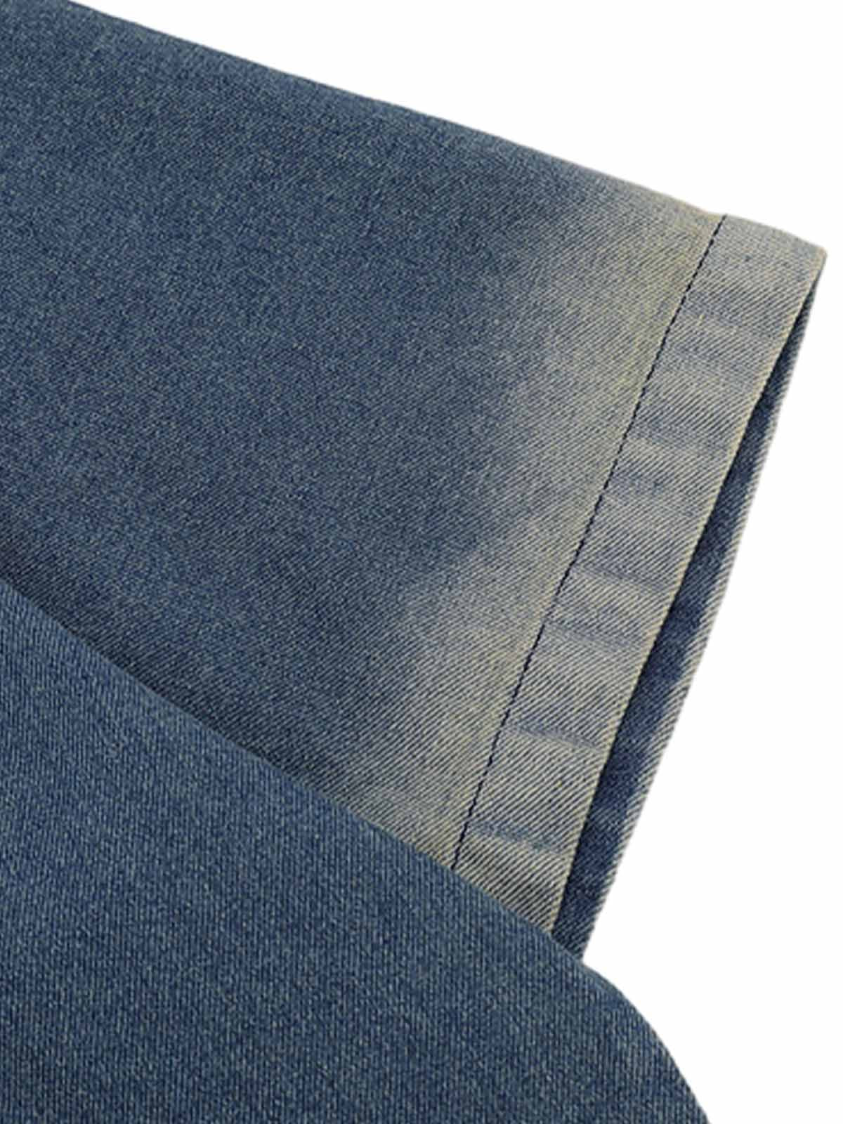 Distressed Washed Patchwork Gradient Denim T-shirt