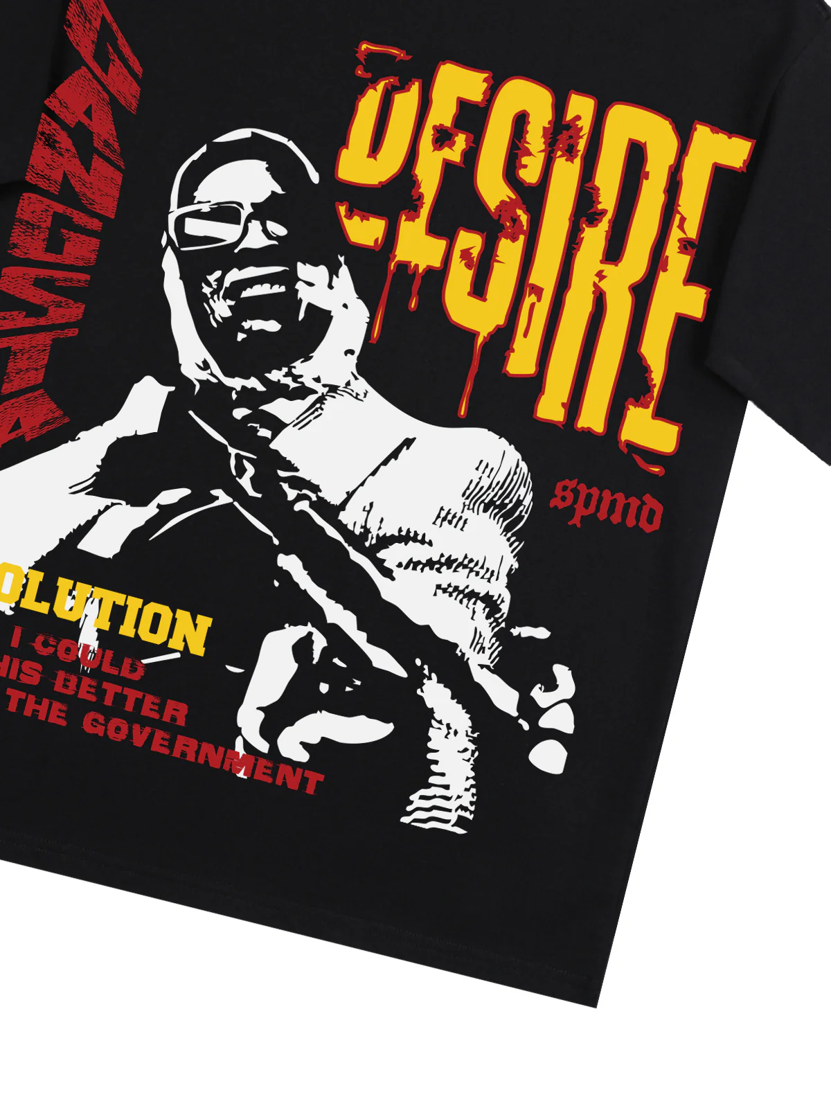 Retro Letter Protrait Graphic Print T-Shirt