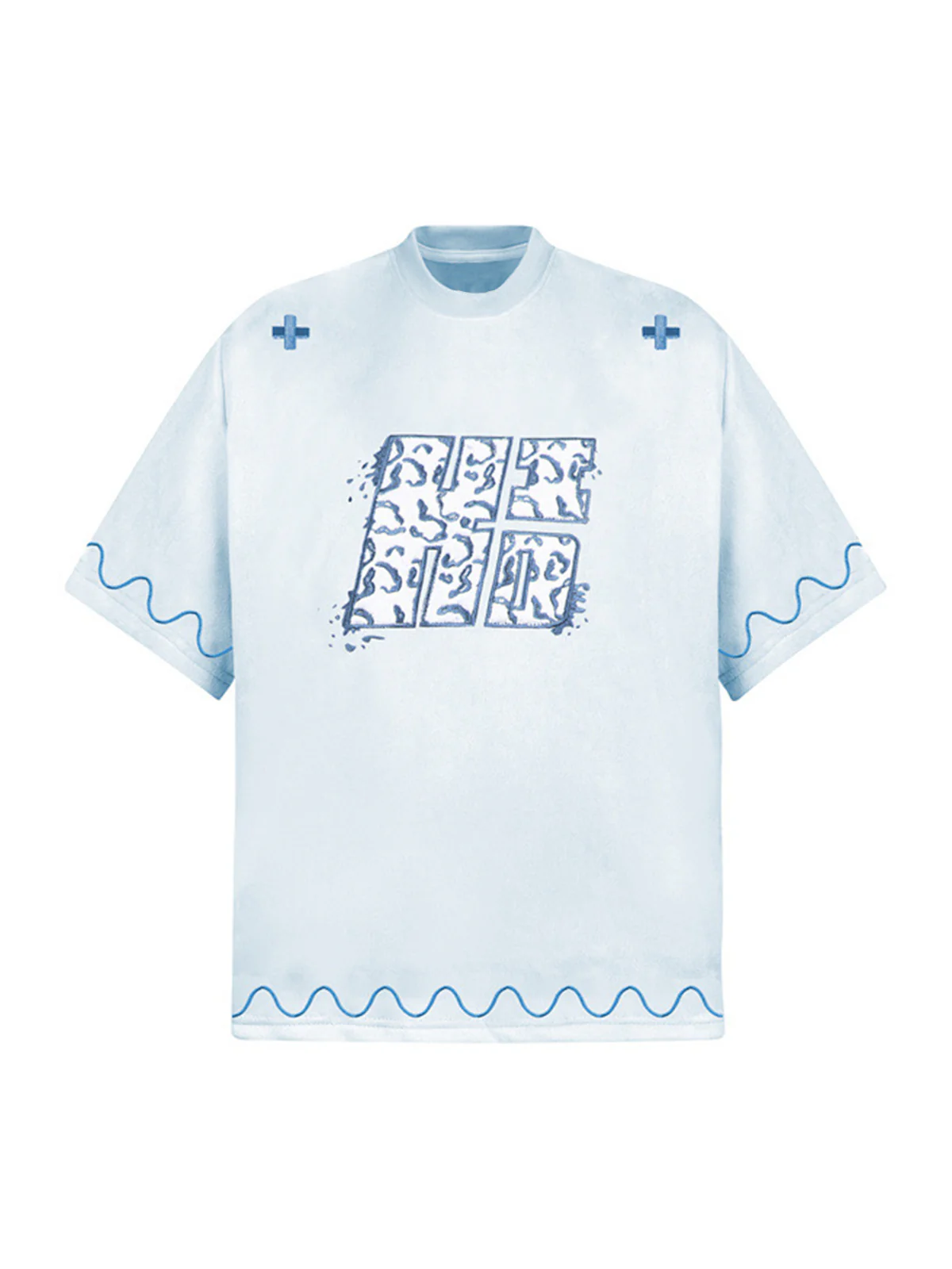 Cross and Wave Print T-Shirt