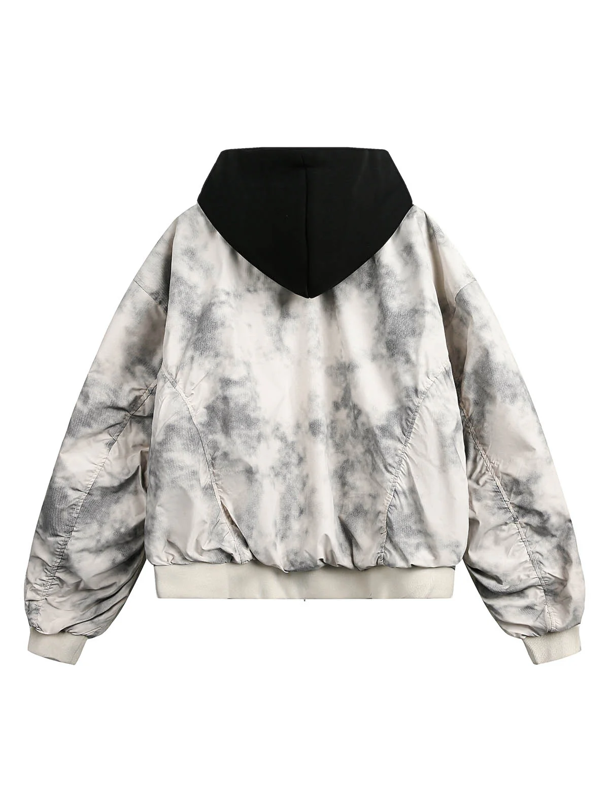 Patchwork Faux Two-Piece Gradient Hooded Bomber Jacket