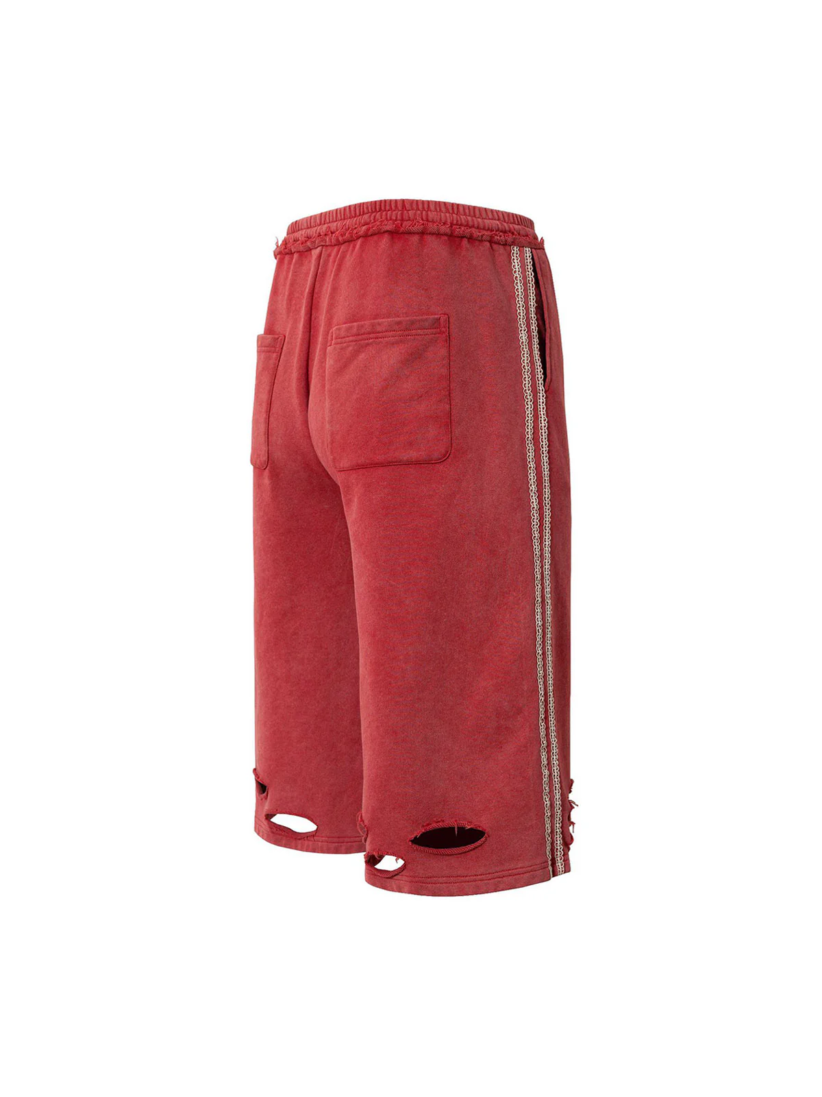Distressed Ripped Red Culotte Jorts