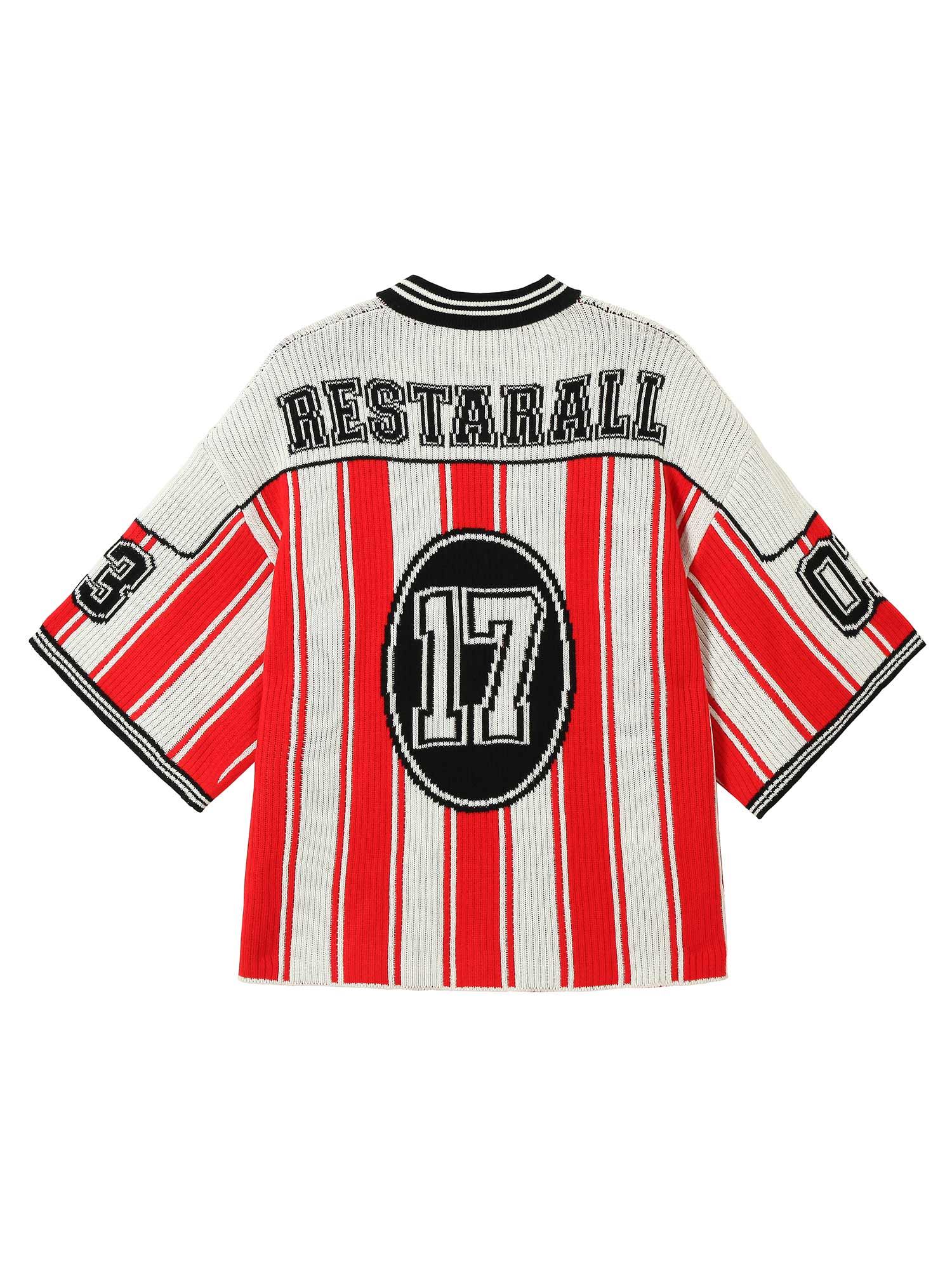 Thesupermade Vintage Striped Baseball Short-sleeved Knit Sweater - 2249