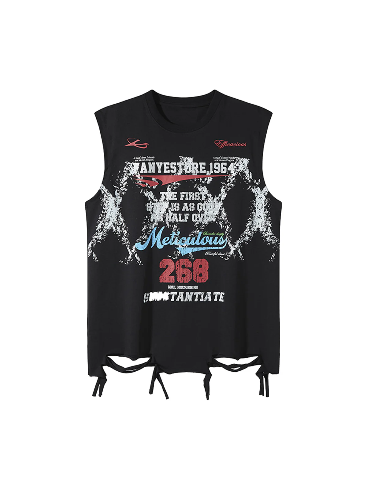 Retro Tattered Print Vest