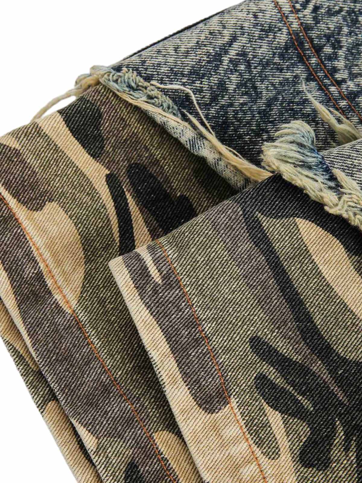 Retro Washed  Camouflage Ripped Faux Two-Piece Jorts