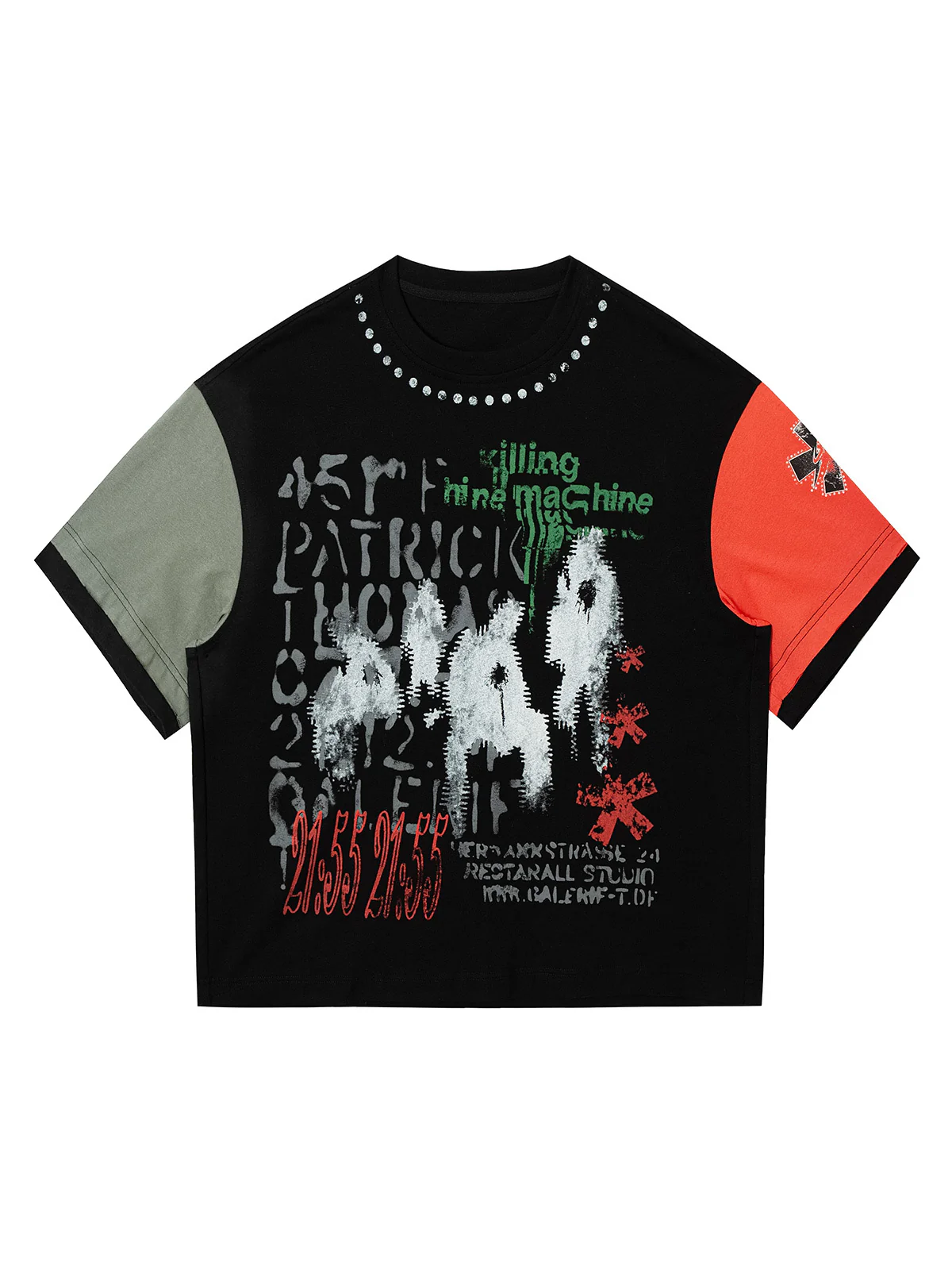 Contrast Color Patchwork Print T-Shirt