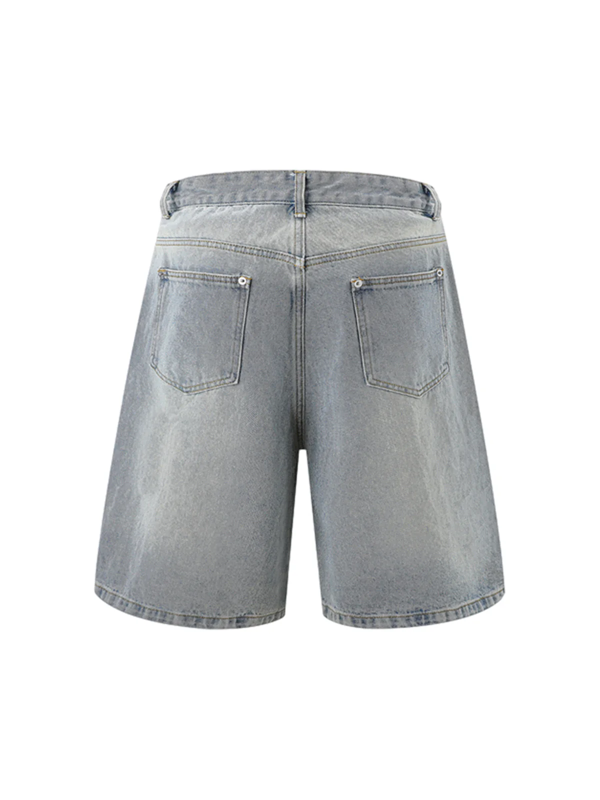 Distressed Washed Pleated Vest Jorts Denim Suit