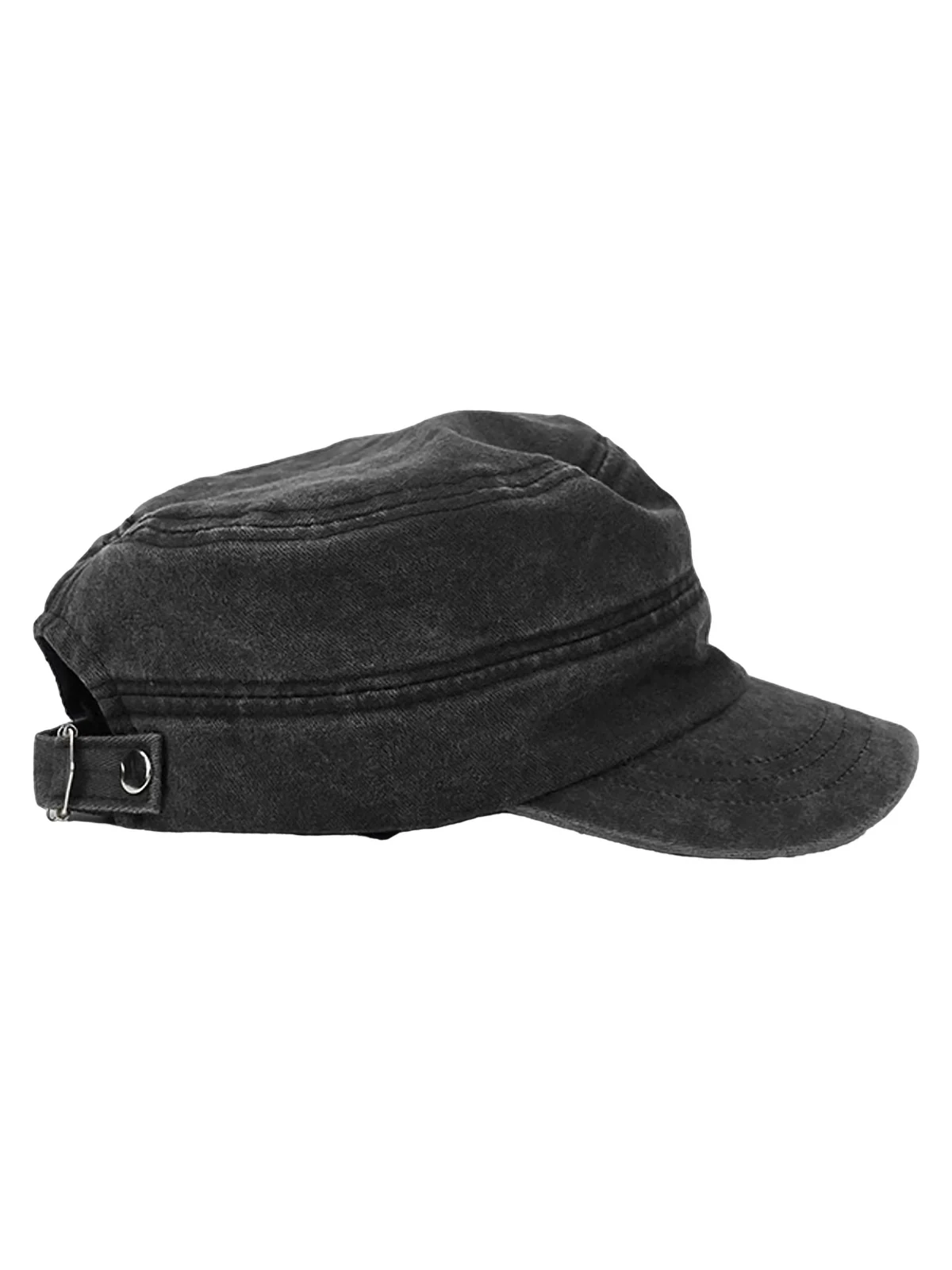 Washed Rivet Zipper Flat Top Cap
