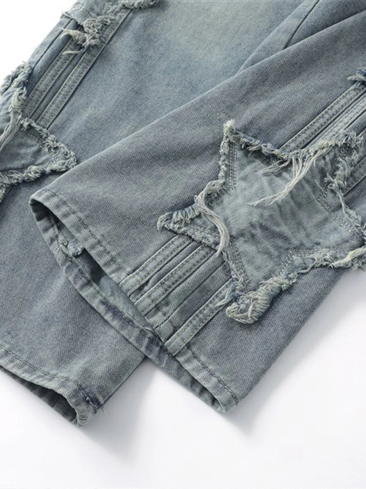 Distressed Raw Edge Baggy Jeans
