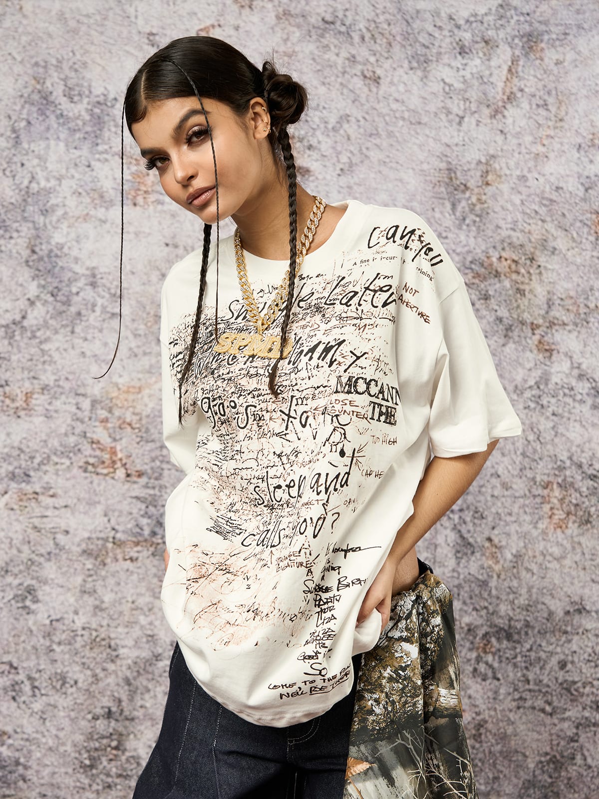 Graffiti Letter Print Oversized T-Shirt