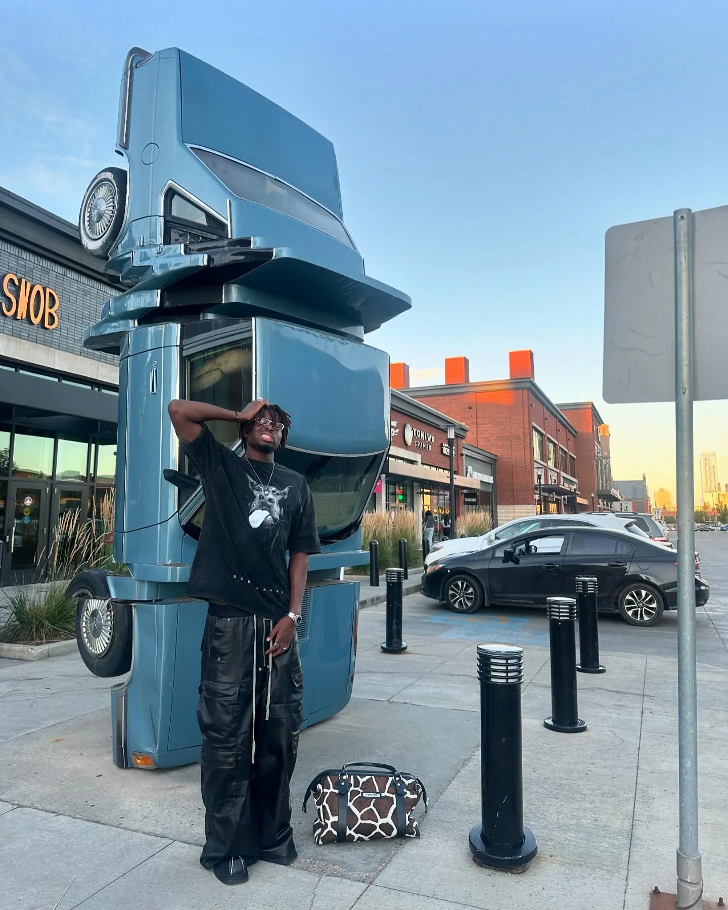 Thesupermade Retro Hip-hop Doberman Print T-shirt - 2172