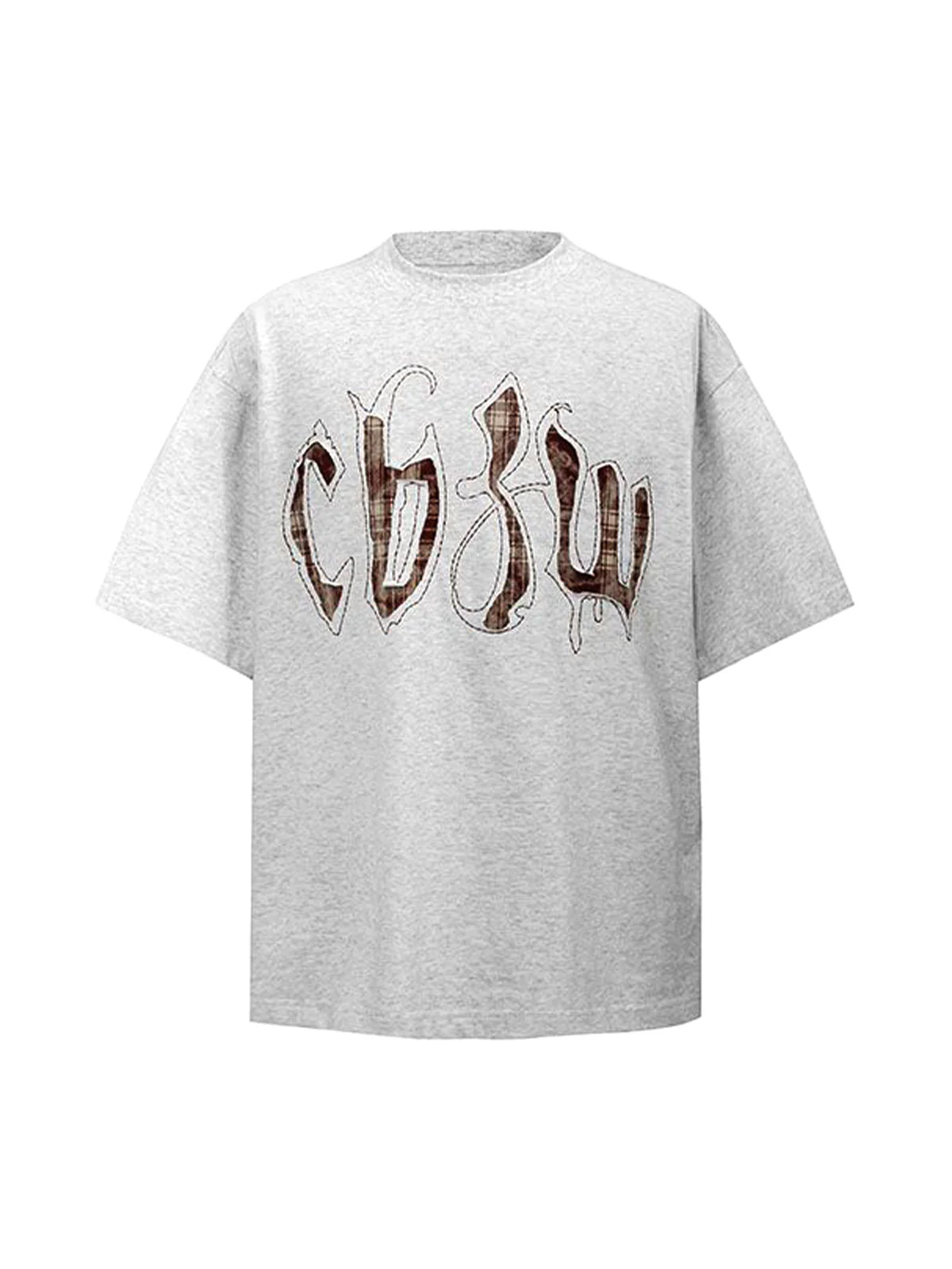 Retro Plaid Letter Embroidered T-shirt