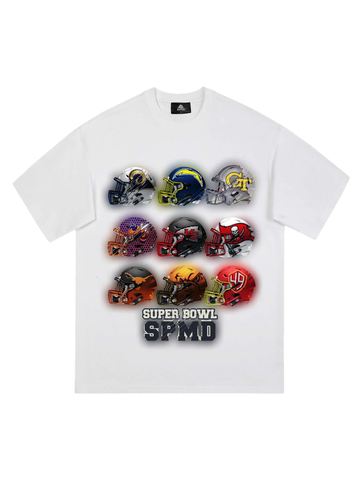 Super Bowl Football Helmet Print T-shirt - 2310