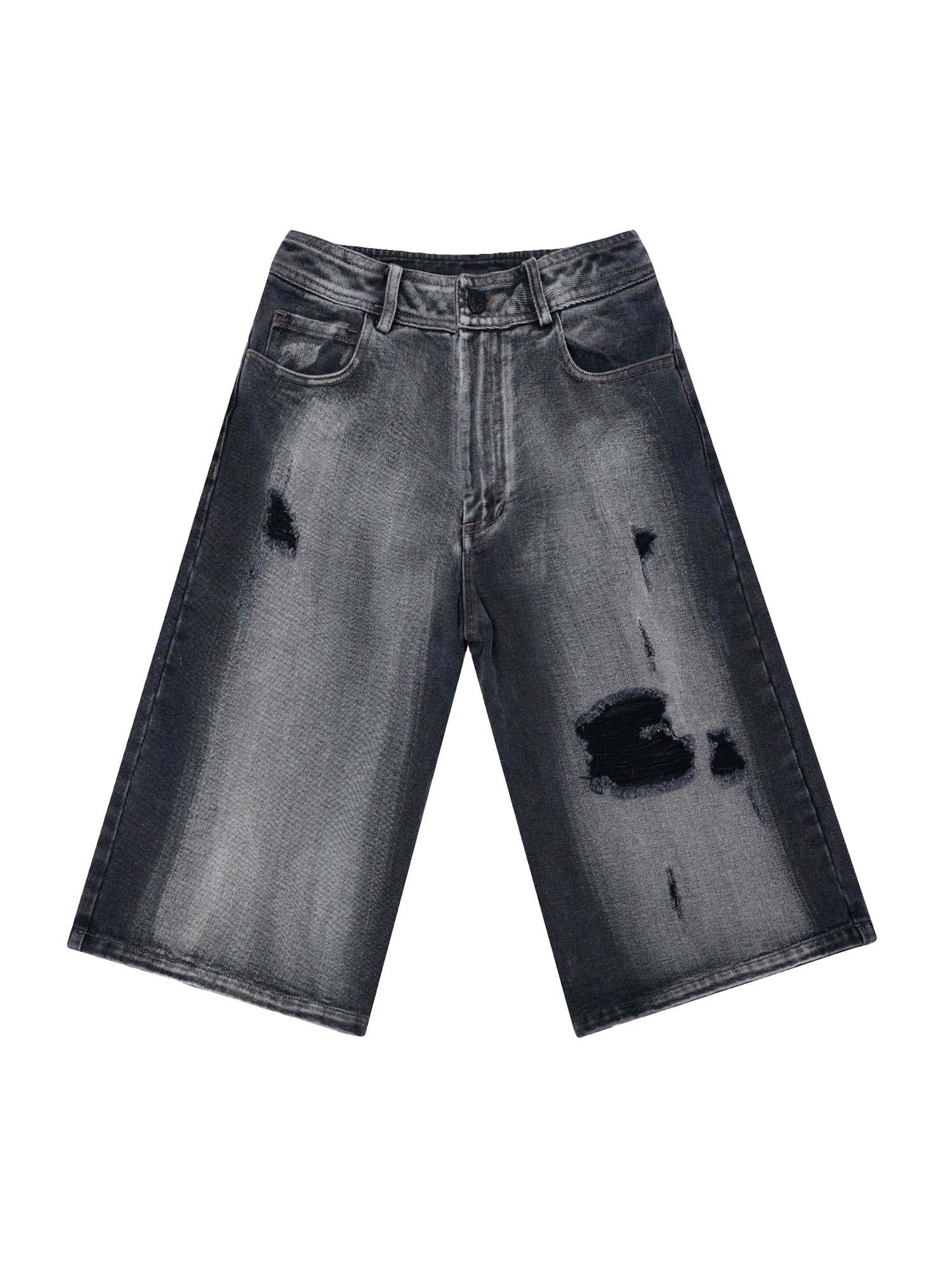 Thesupermade Washed Ripped Vintage Cargo Denim Jort - 2066