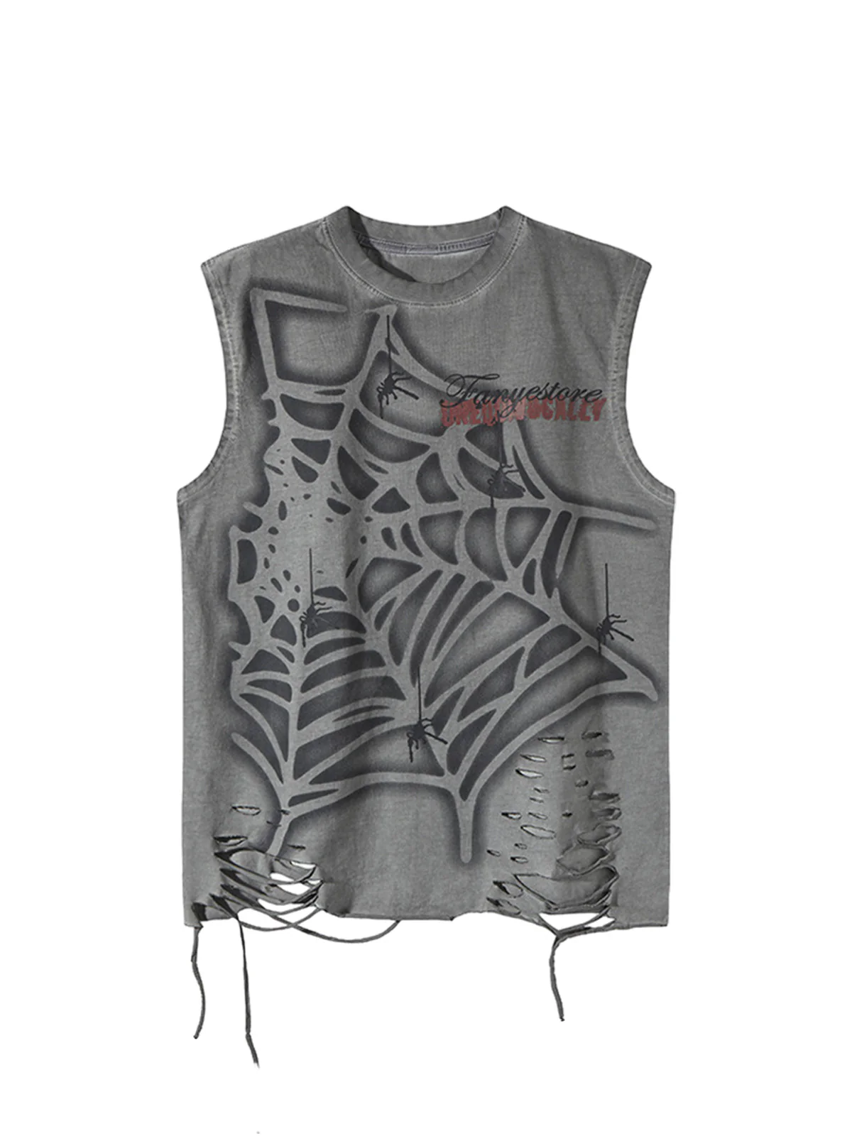 Raggedy Design Spider Web Graphic Vest - 2360