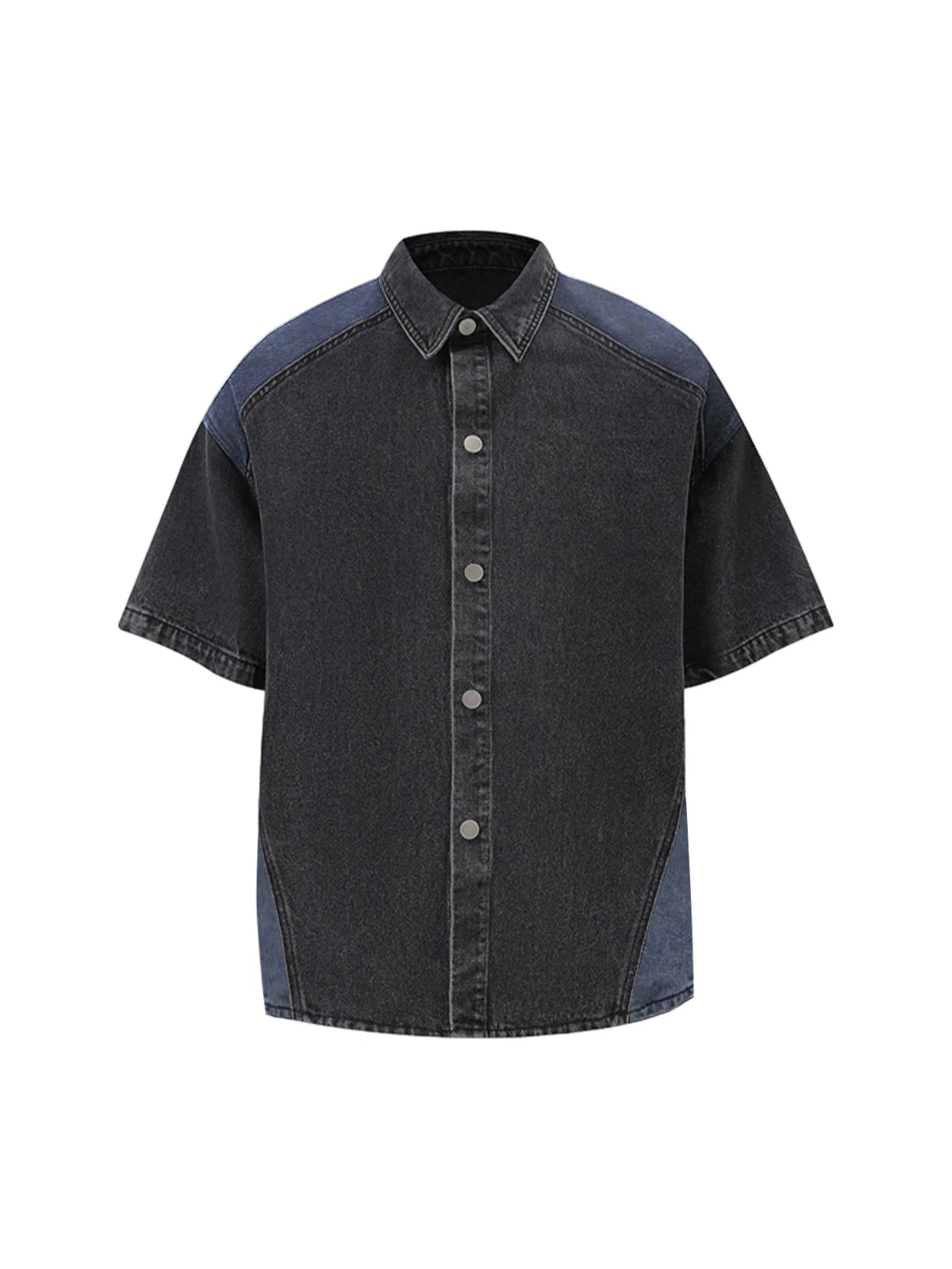 Deconstructed Patchwork Short-Sleeve Cropped Denim Set