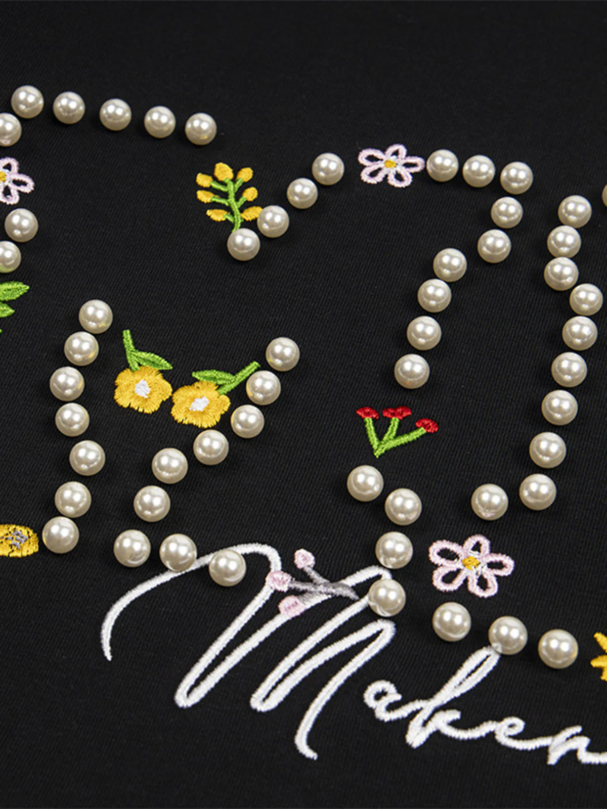 Oversized Embroidered Floral Letter T-Shirt
