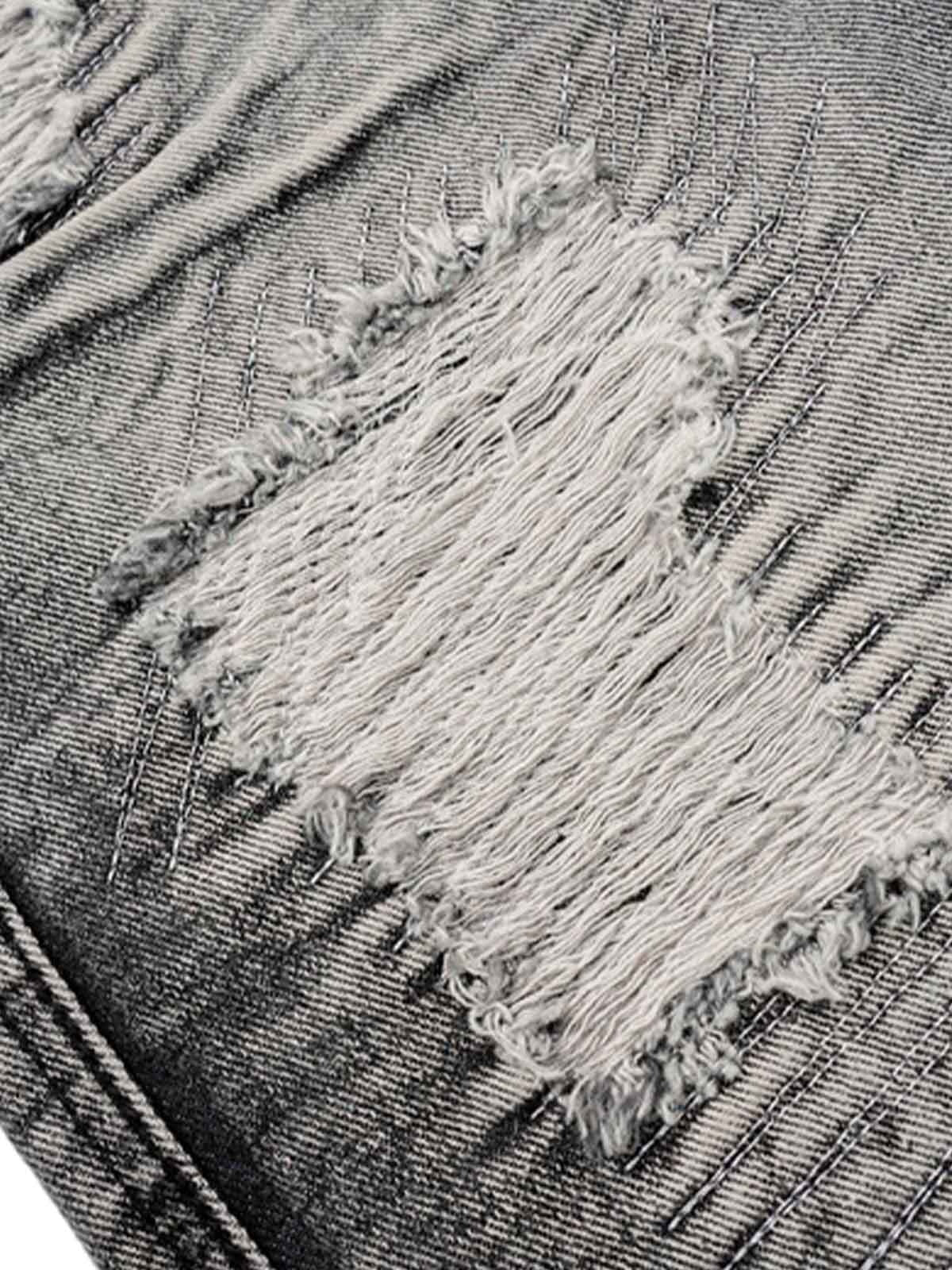 Distressed Camouflage Denim Shorts